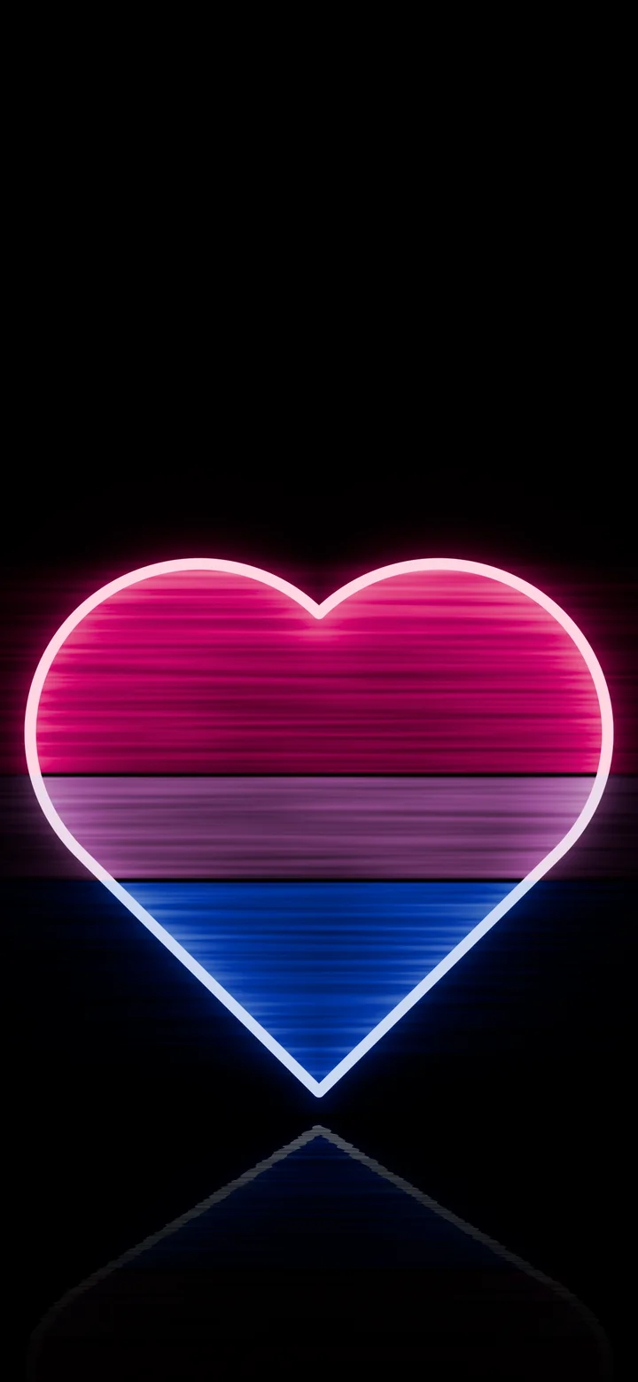 Bisexual Neon Heart Pride Flag wallpaper for iPhone and Android