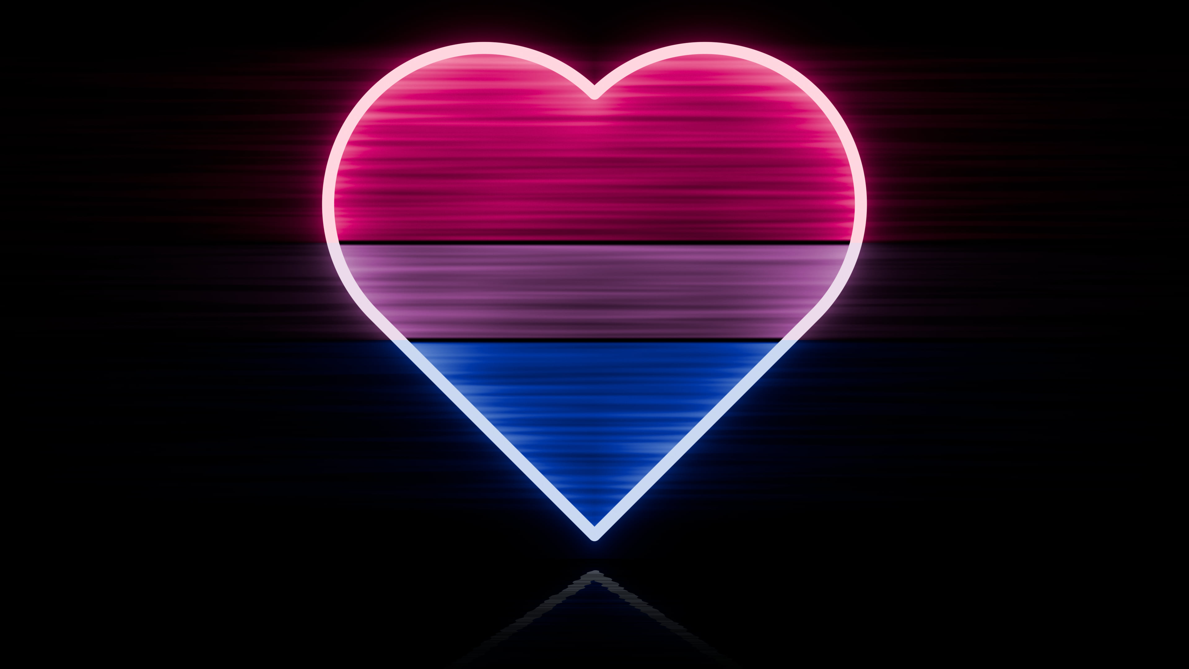 Bisexual Neon Heart Pride Flag desktop wallpaper in 4K