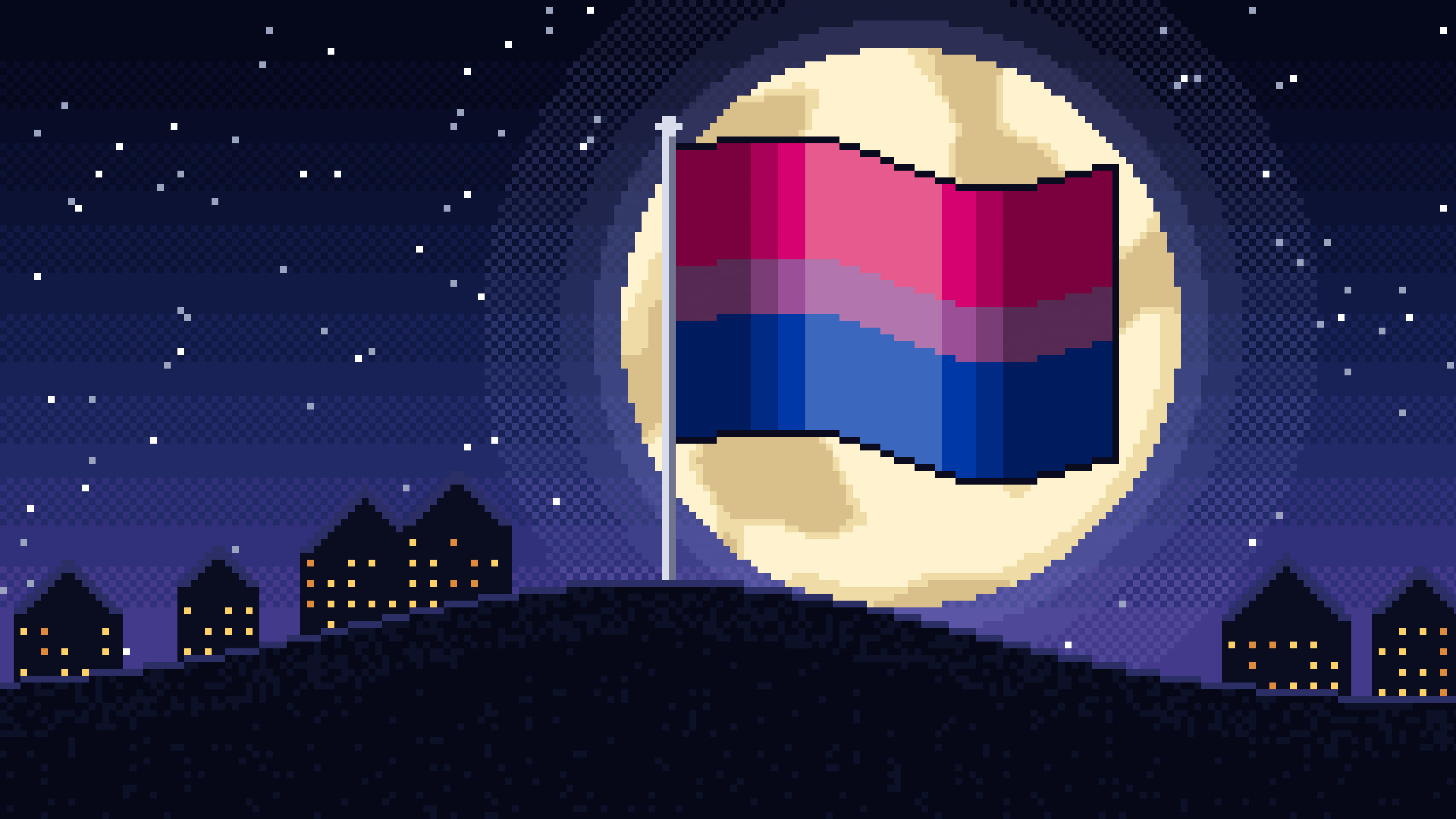 Bisexual Pixel Art Pride Flag desktop wallpaper in 4K