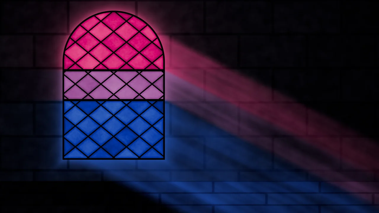 Bisexual Stained Glass Pride Flag desktop wallpaper in 4K