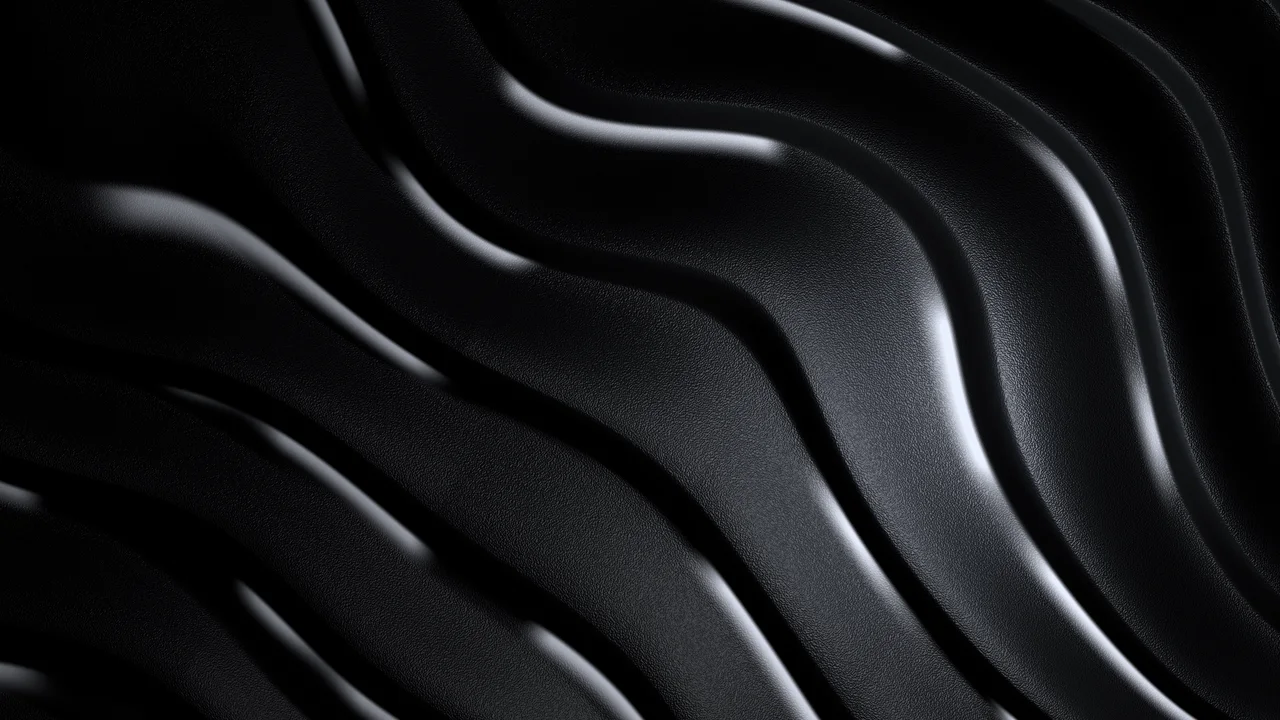 Black 3D Wave Lines desktop wallpaper in 4K
