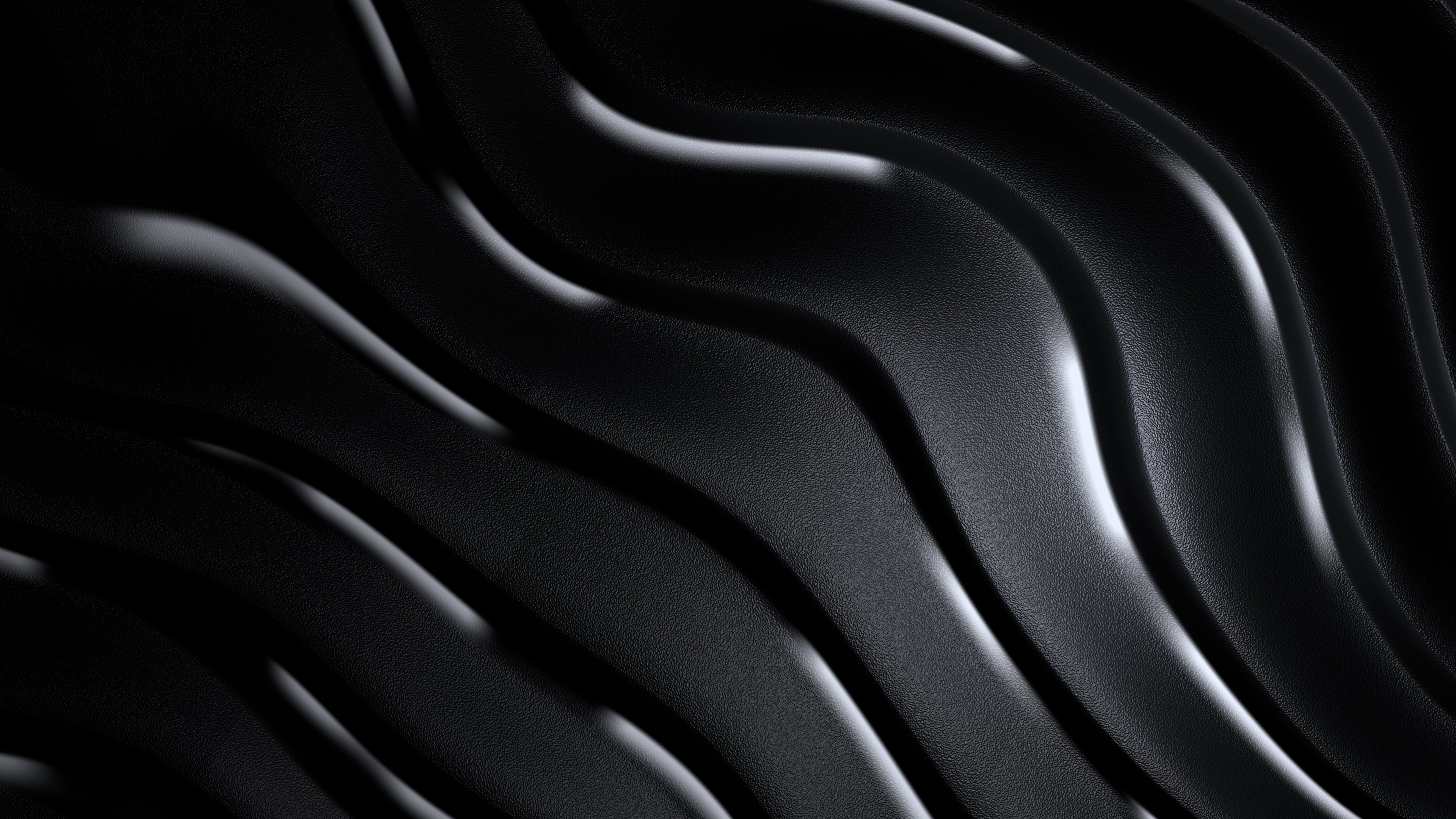 Black 3D Wave Lines desktop wallpaper in 4K