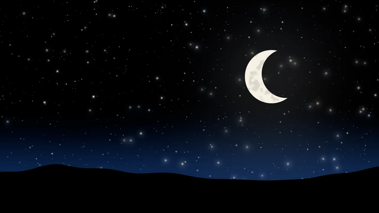 Black and Blue Moon and Stars Night Sky desktop wallpaper in 4K