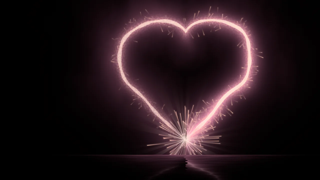 Black and Pink Sparkler Heart desktop wallpaper in 4K