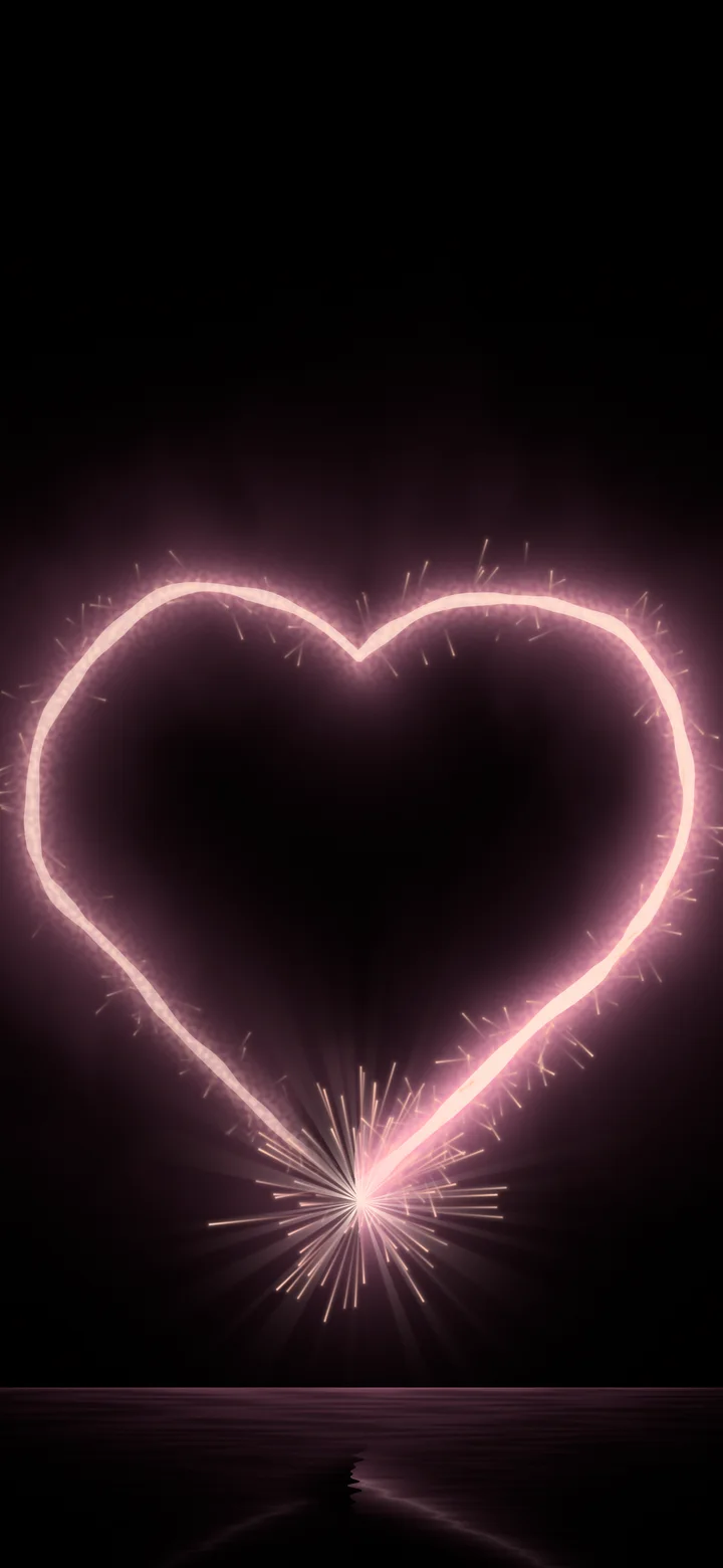 Black and Pink Sparkler Heart wallpaper for iPhone and Android