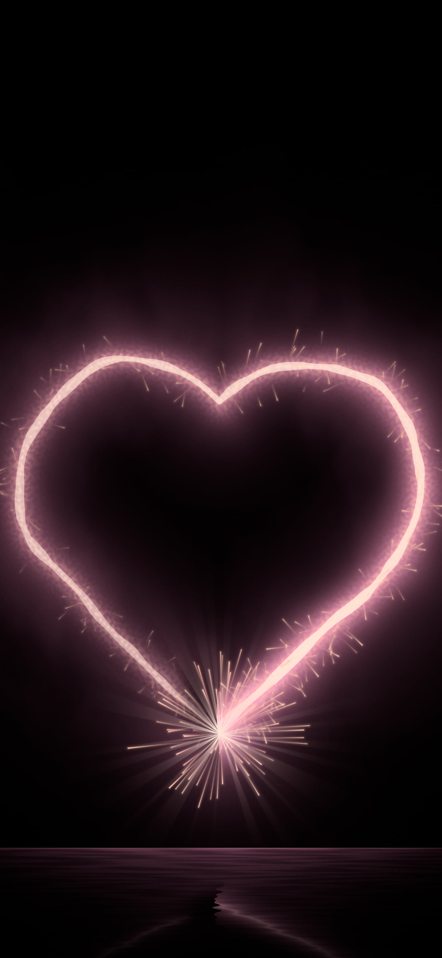 Black and Pink Sparkler Heart wallpaper for iPhone and Android
