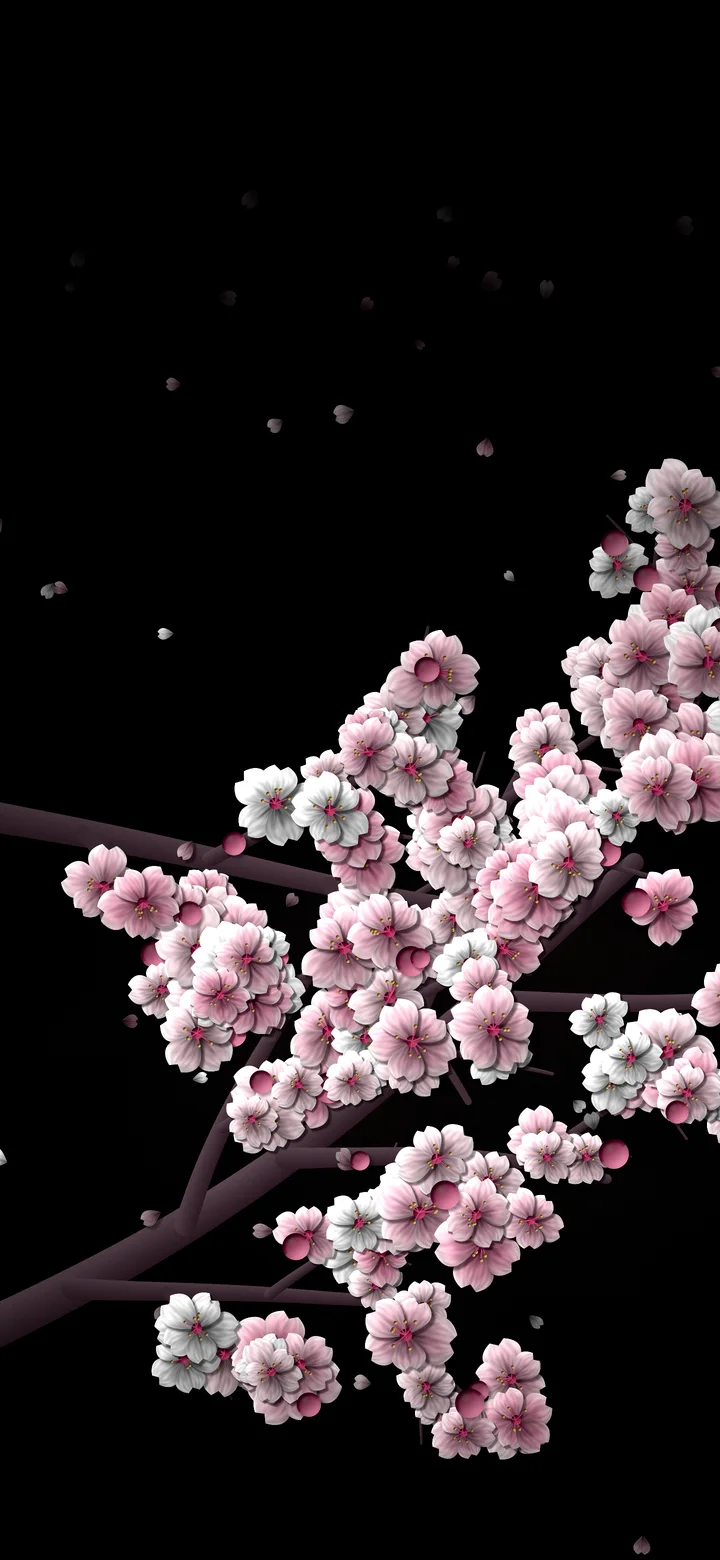 Black Blossom Branch Pattern wallpaper for iPhone and Android