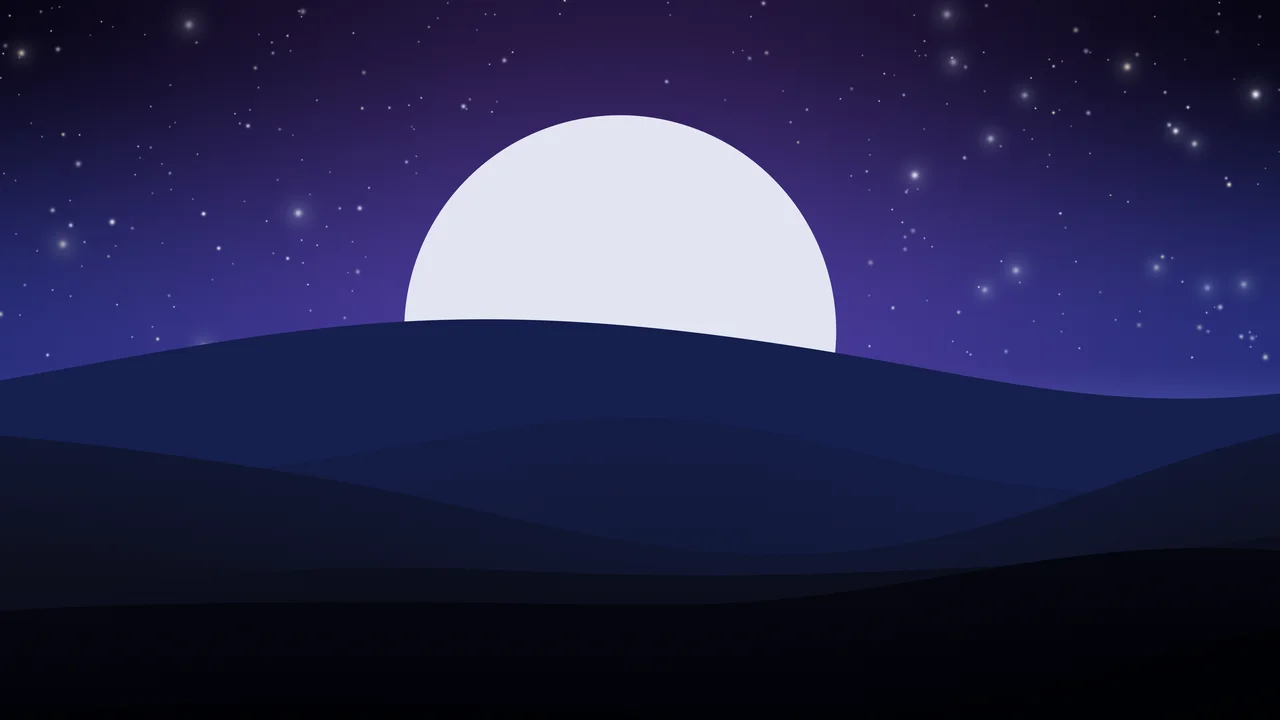 Black, Blue and Purple Minimalist Sunset Hills desktop wallpaper in 4K
