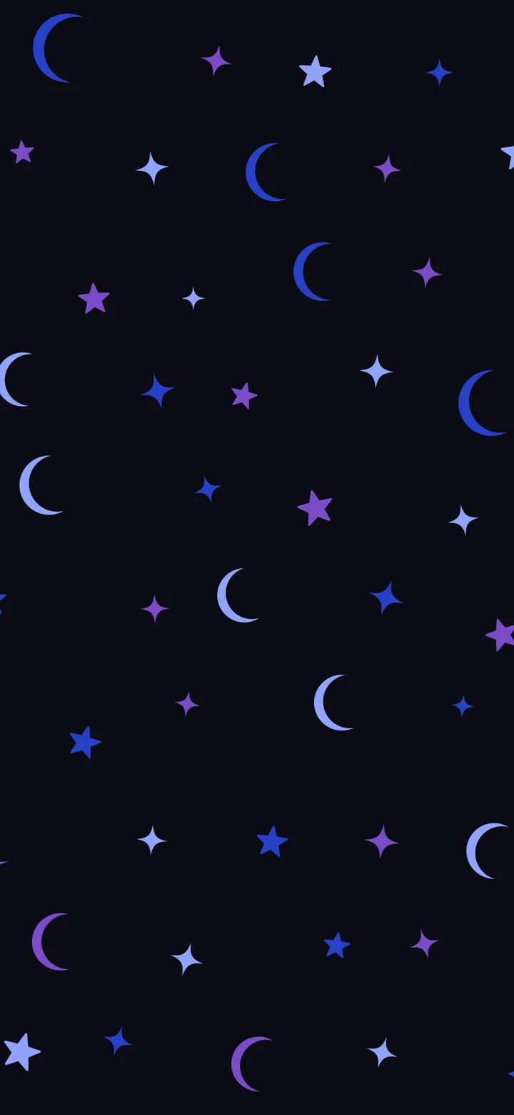 Black, Blue and Purple Moon and Stars Pattern wallpaper for iPhone and Android