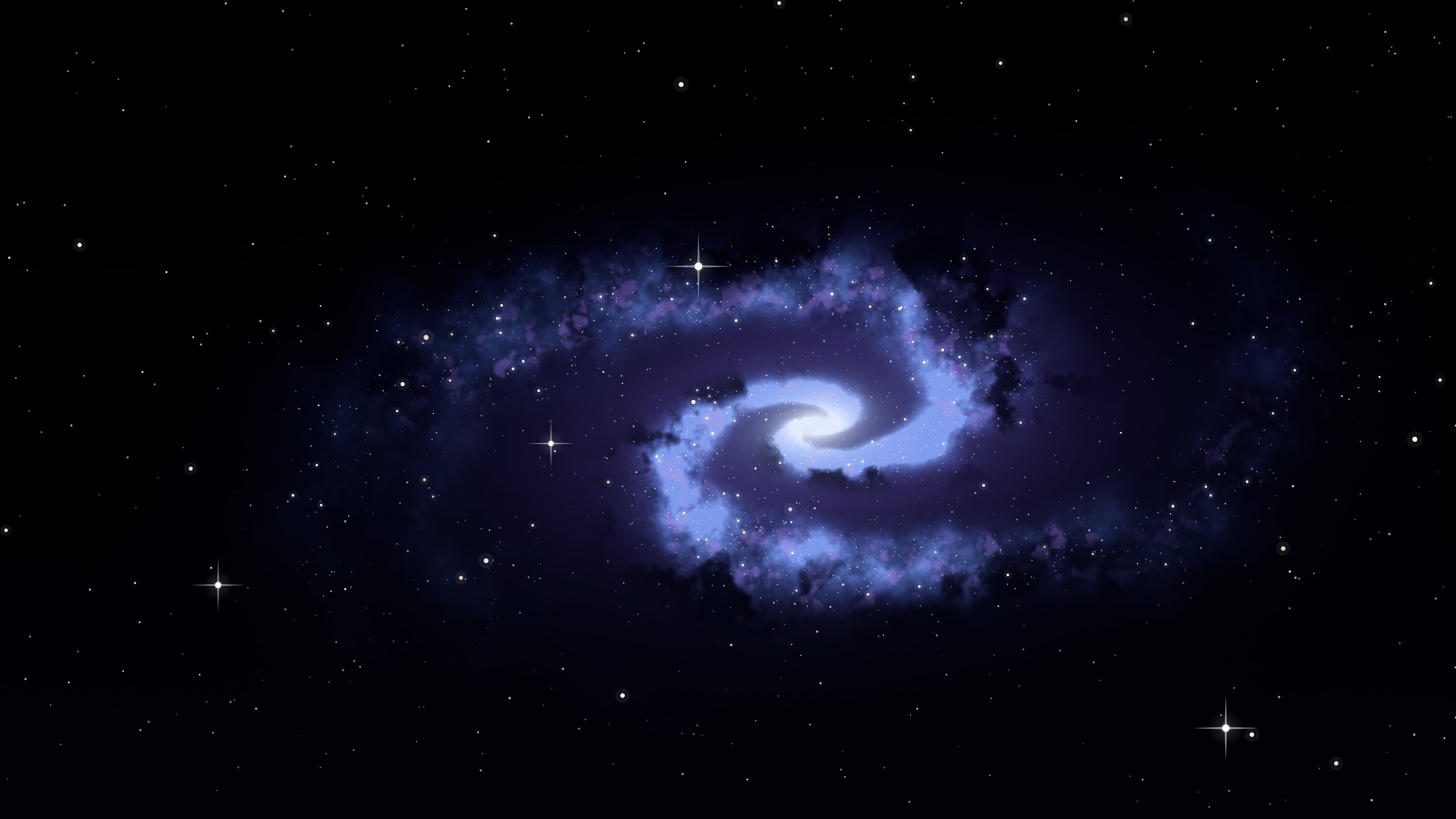 Black, Blue and Purple Spiral Galaxy desktop wallpaper in 4K