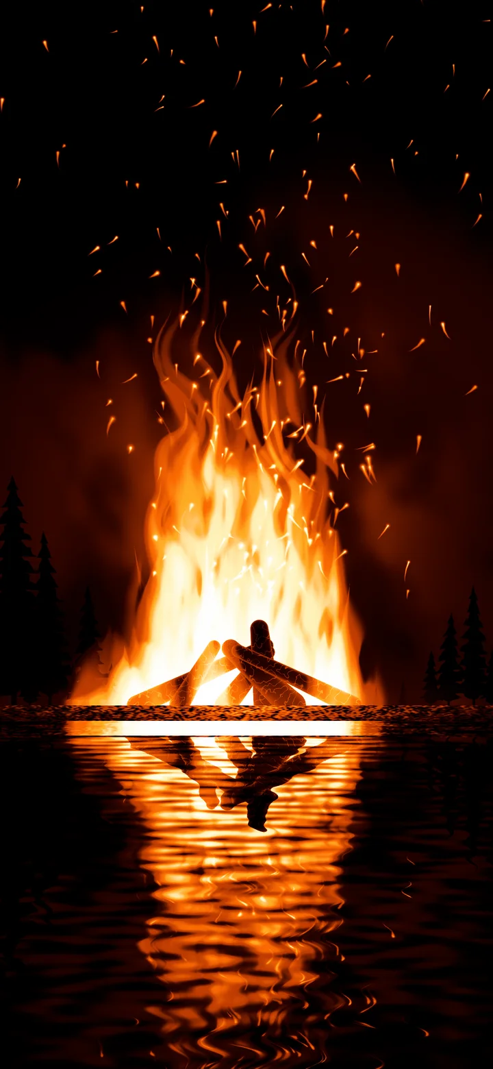 Black Bonfire by the Water wallpaper for iPhone and Android