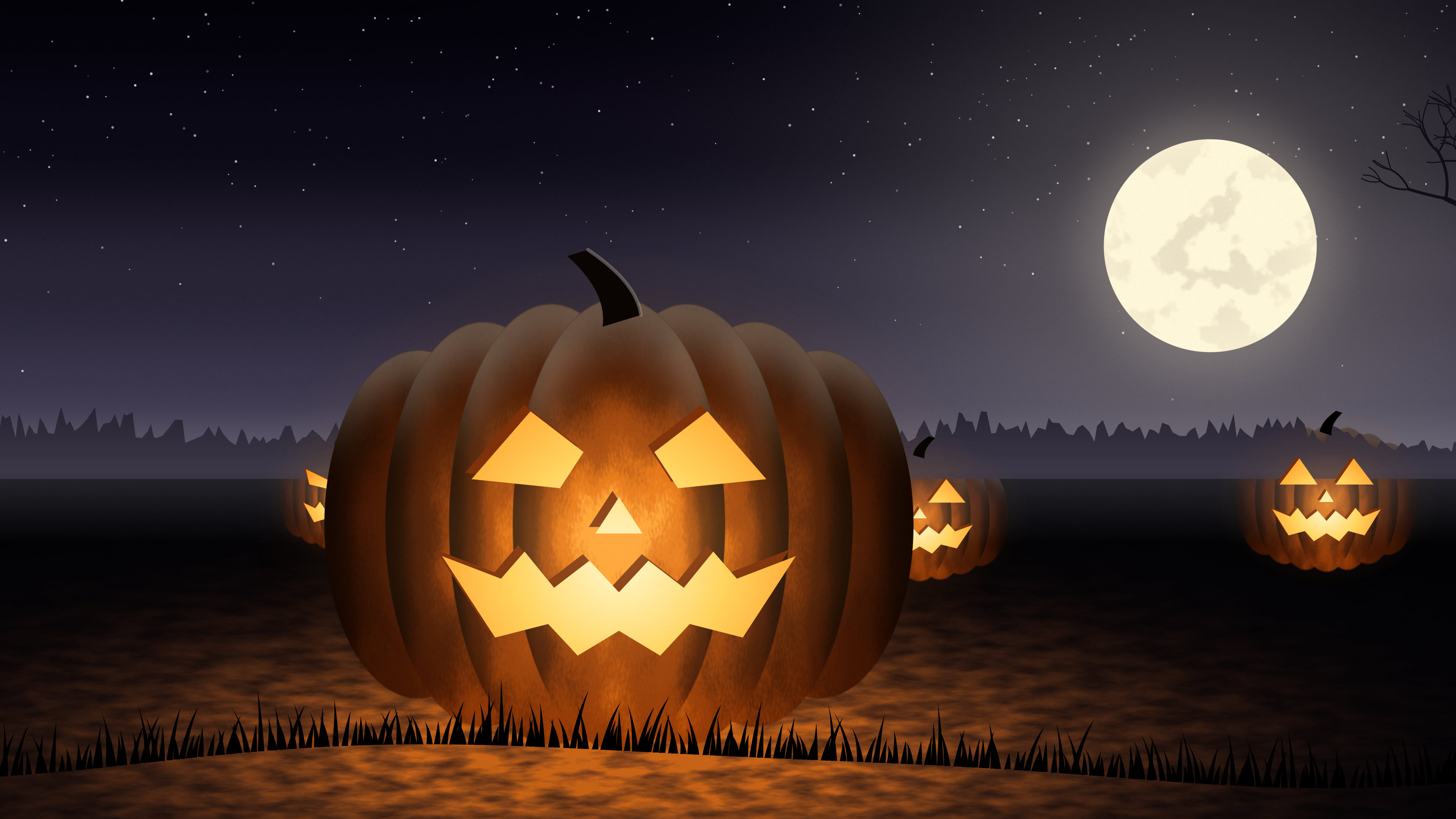 Black Carved Jack O Lantern desktop wallpaper in 4K