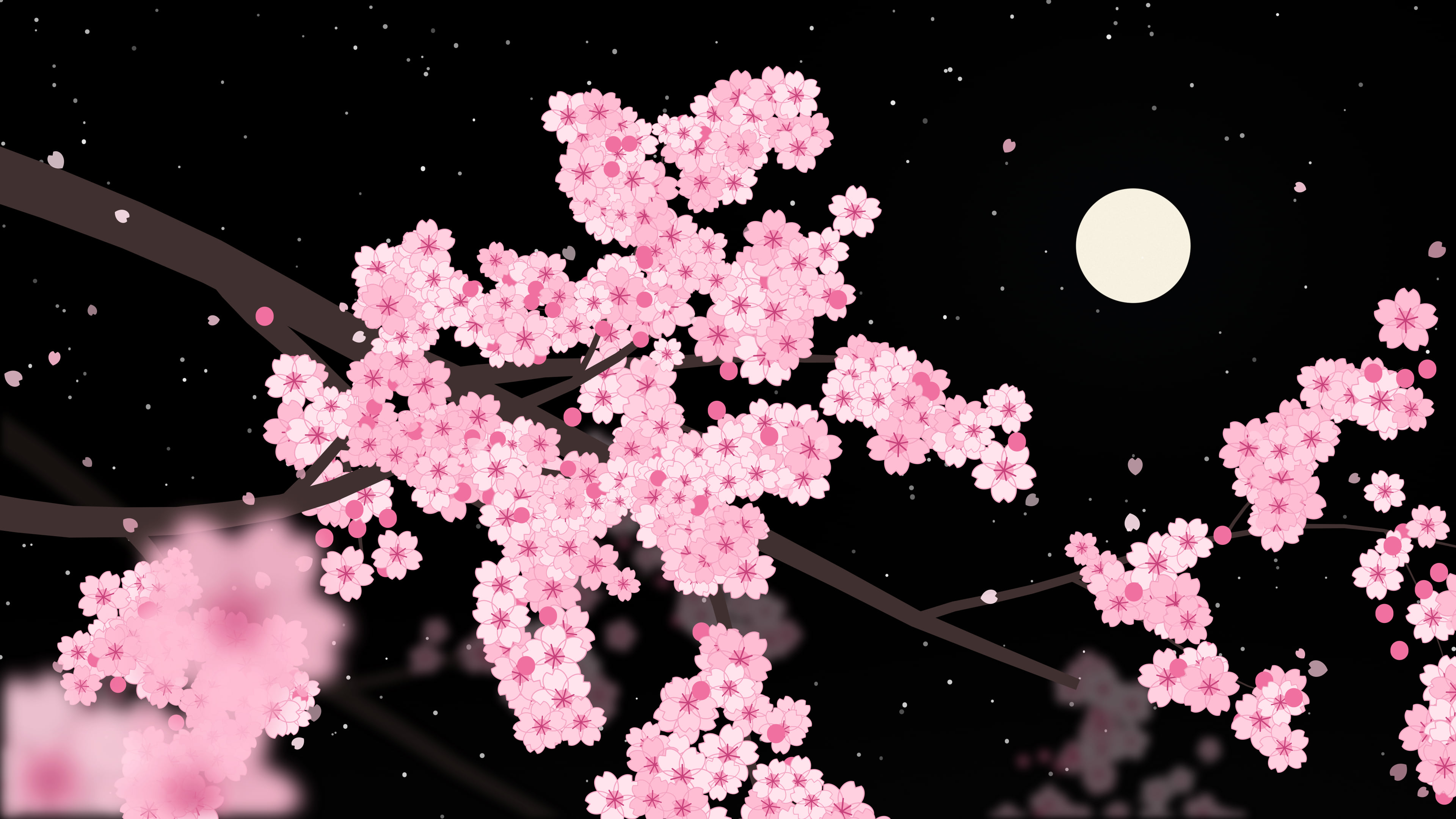 Black Cherry Blossom Branch desktop wallpaper in 4K