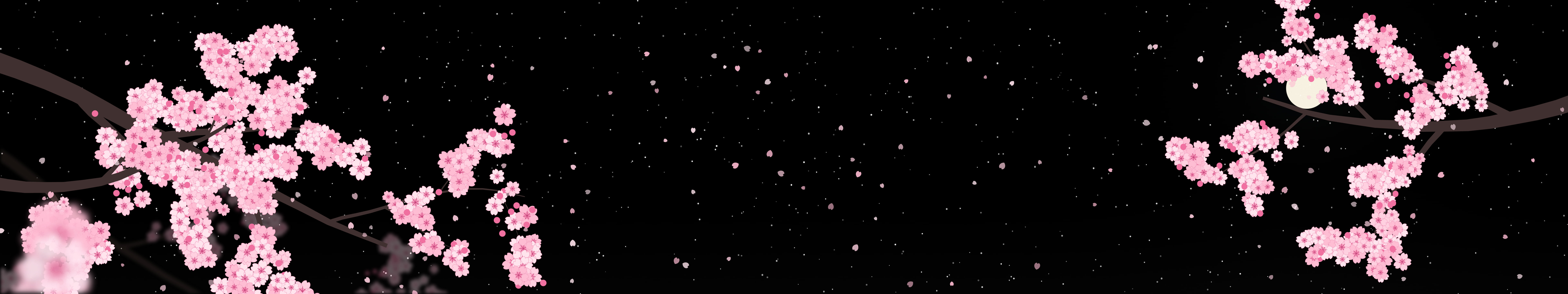 Black Cherry Blossom Branch triple monitor wallpaper, 7680 × 1440