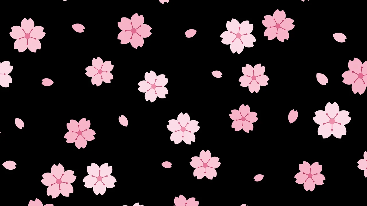 Black Cherry Blossom Pattern desktop wallpaper in 4K