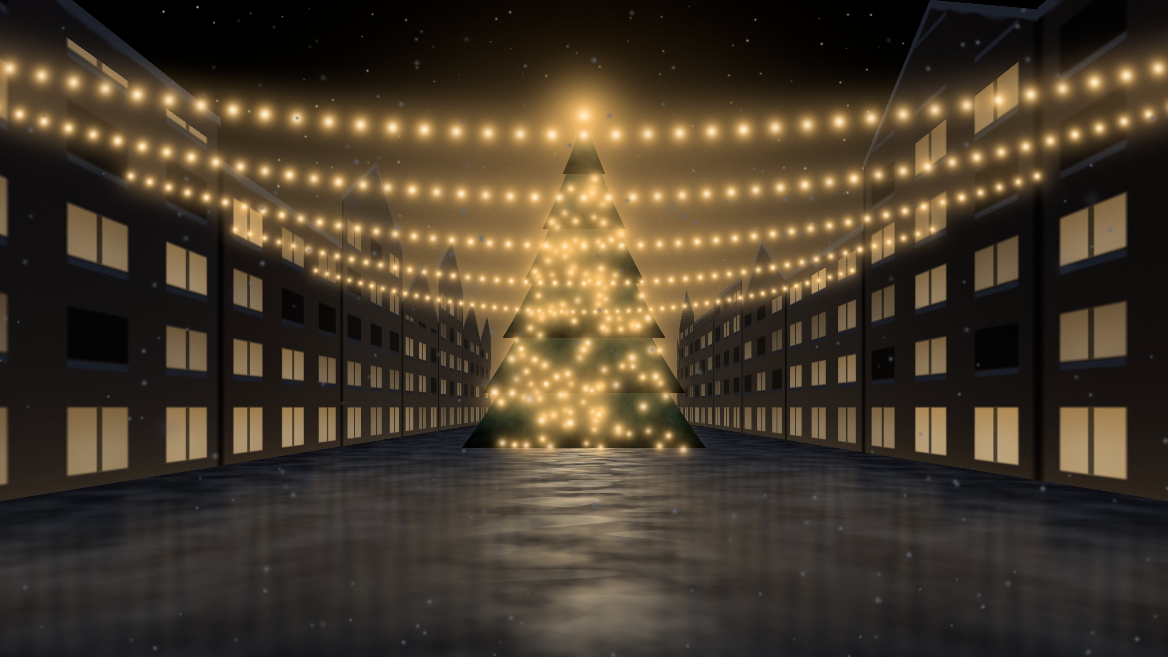 Black Christmas Street desktop wallpaper in 4K