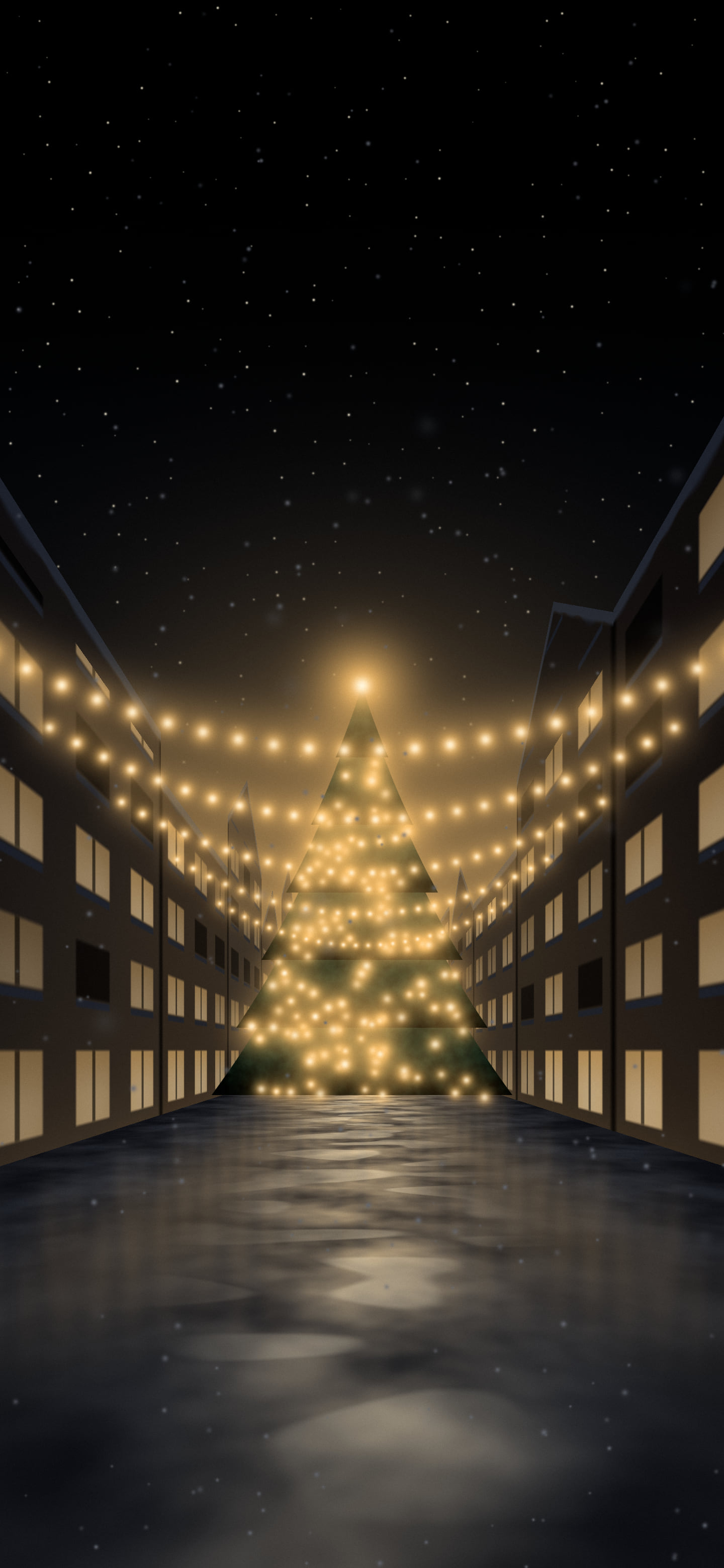 Black Christmas Street wallpaper for iPhone and Android
