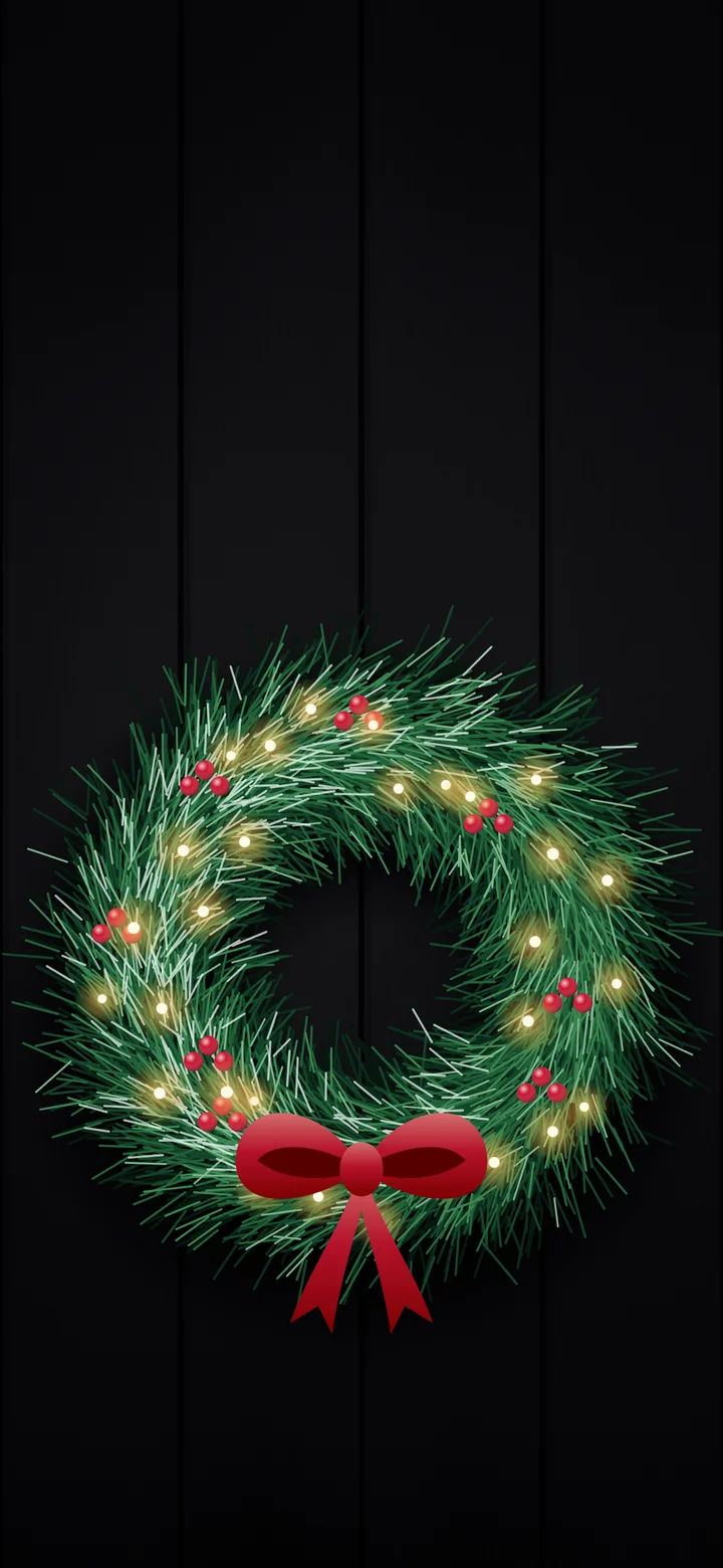 Black Christmas Wreath wallpaper for iPhone and Android