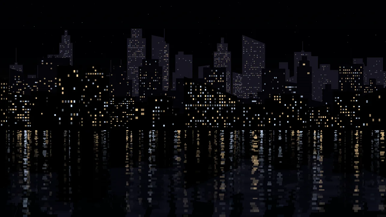 Black City Lights Reflection desktop wallpaper in 4K