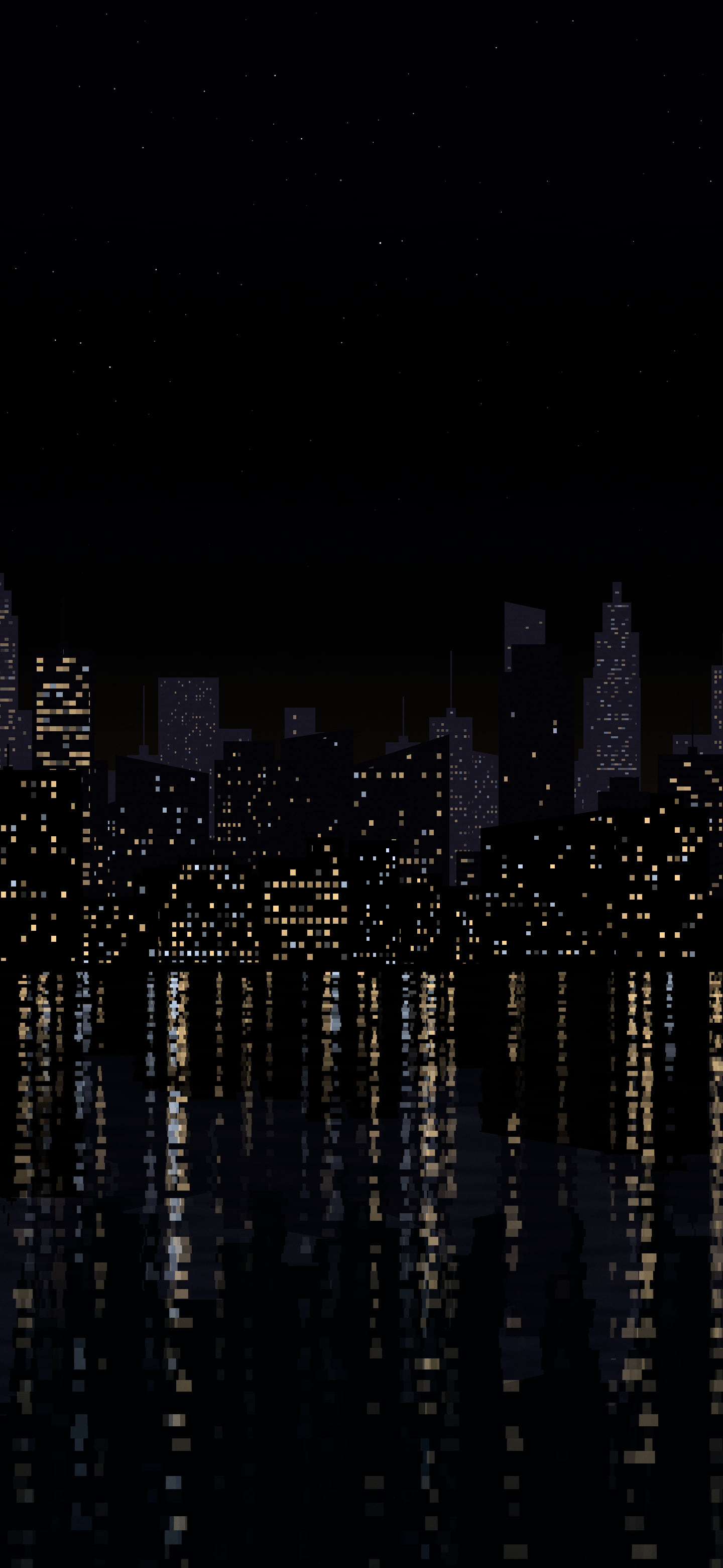 Black City Lights Reflection wallpaper for iPhone and Android