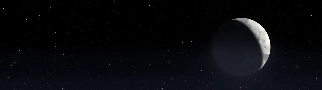 Black Crescent Moon dual monitor wallpaper, 7680 × 2160
