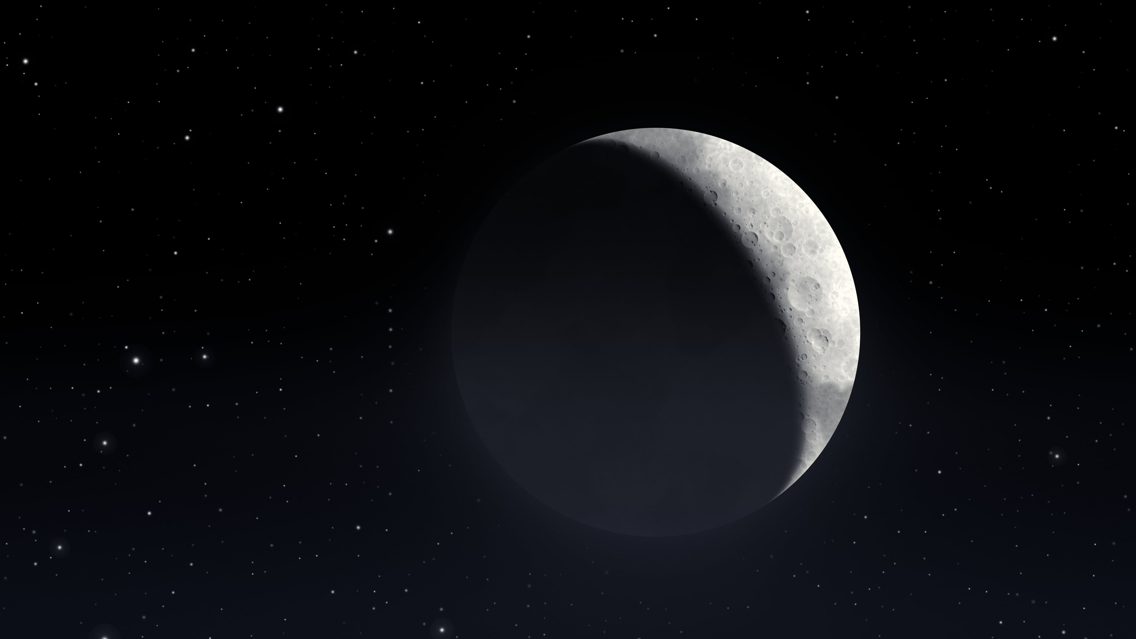 Black Crescent Moon desktop wallpaper in 4K