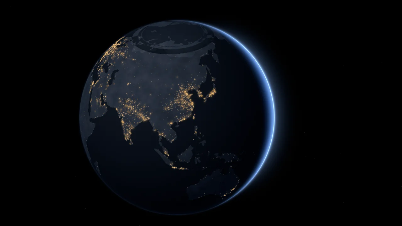 Black Earth at Night over Asia desktop wallpaper in 4K