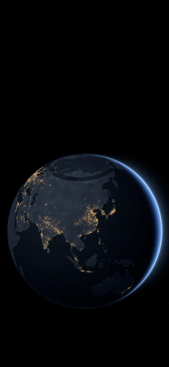 Black Earth at Night over Asia wallpaper for iPhone and Android