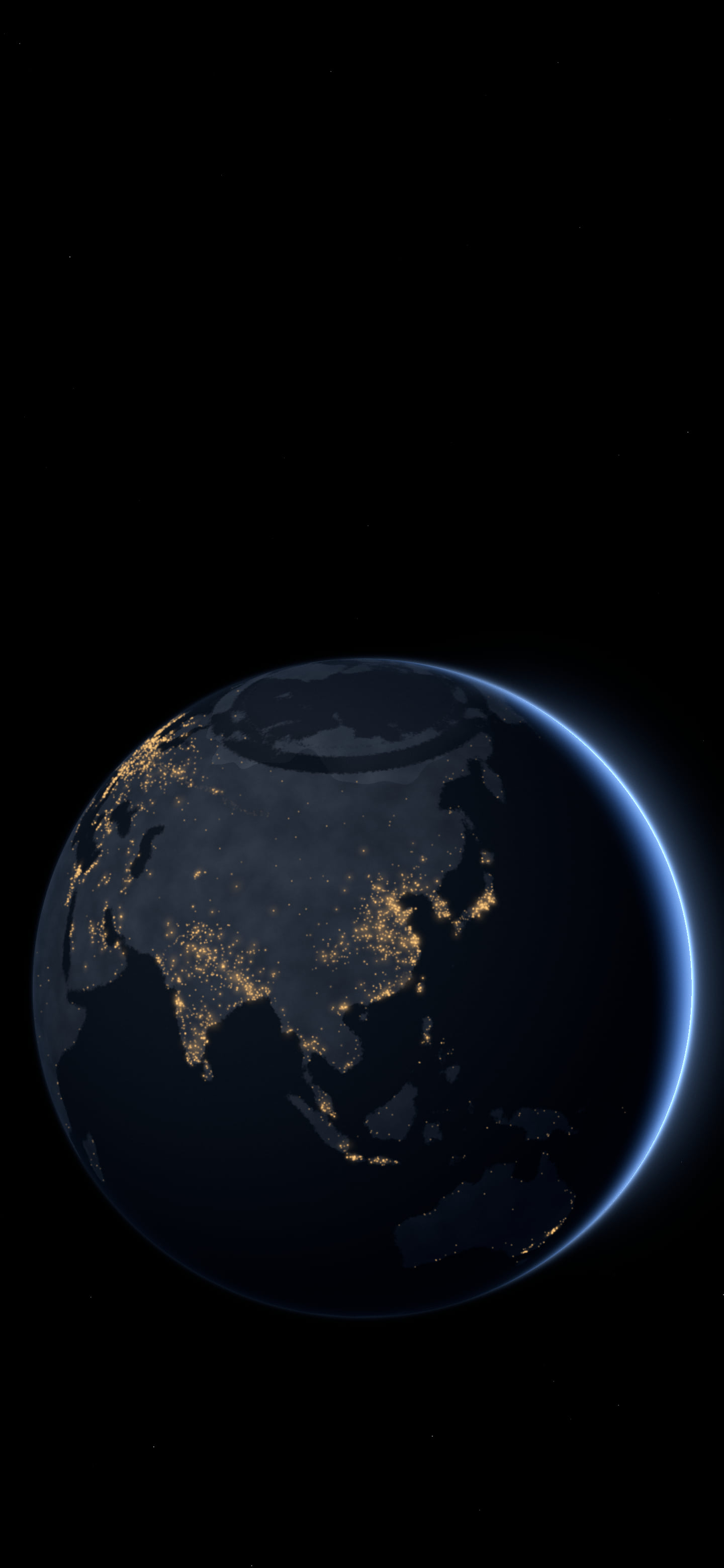 Black Earth at Night over Asia wallpaper for iPhone and Android