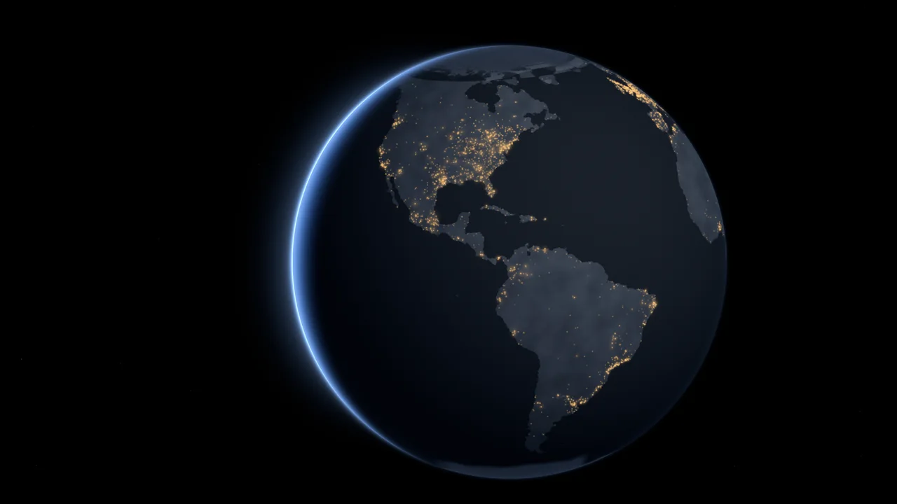 Black Earth at Night over the Americas desktop wallpaper in 4K