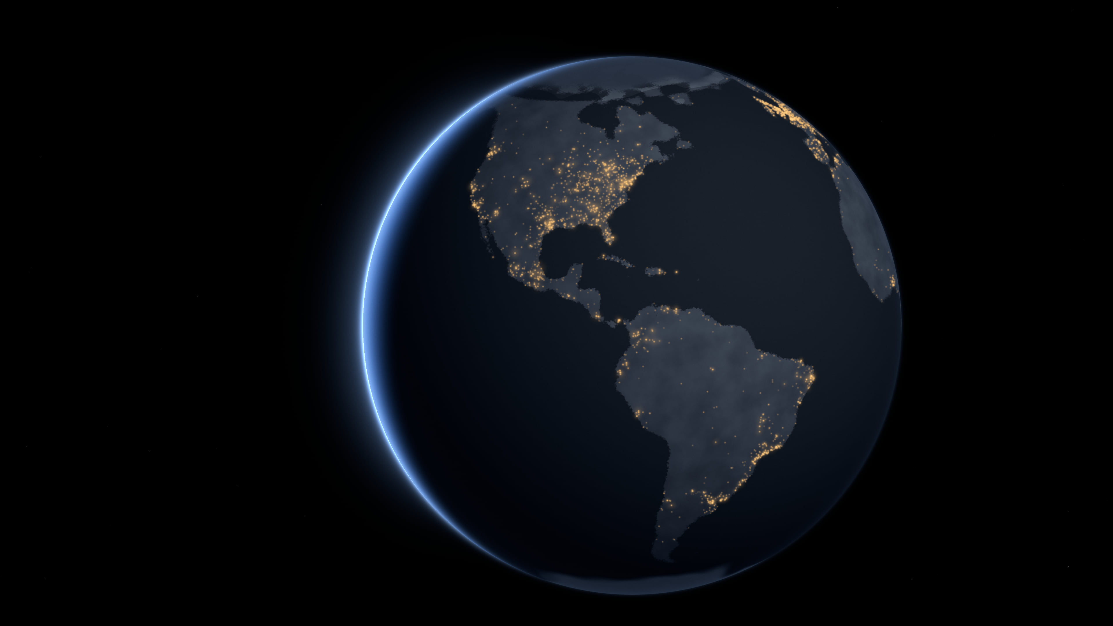 Black Earth at Night over the Americas desktop wallpaper in 4K