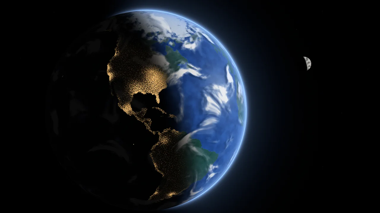 Black Earth City Lights from Space desktop wallpaper in 4K