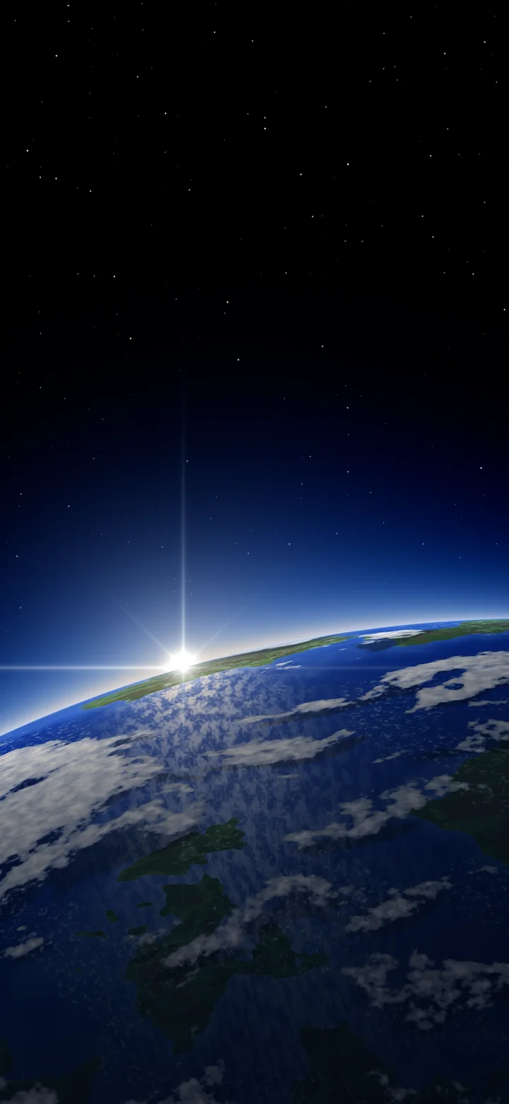 Black Earth Sunrise from Space wallpaper for iPhone and Android