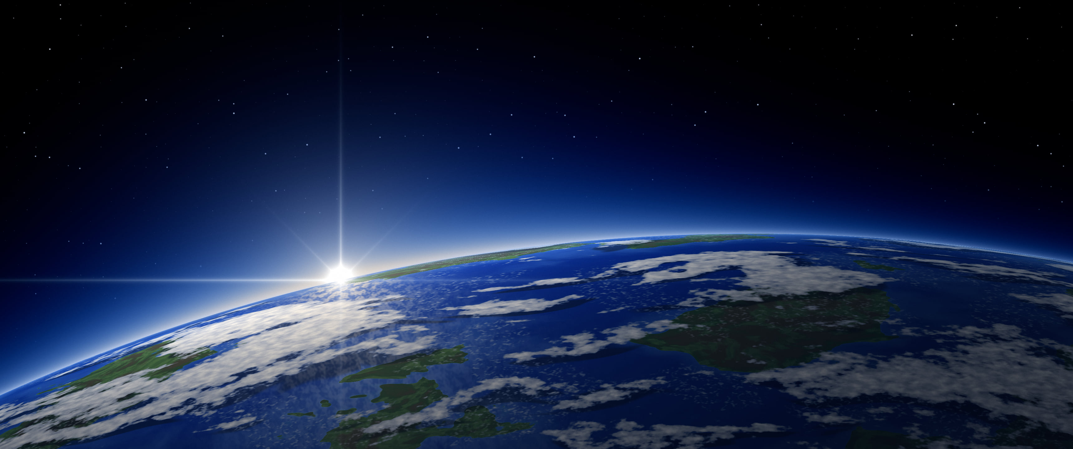 Black Earth Sunrise from Space ultrawide wallpaper, 3440 × 1440