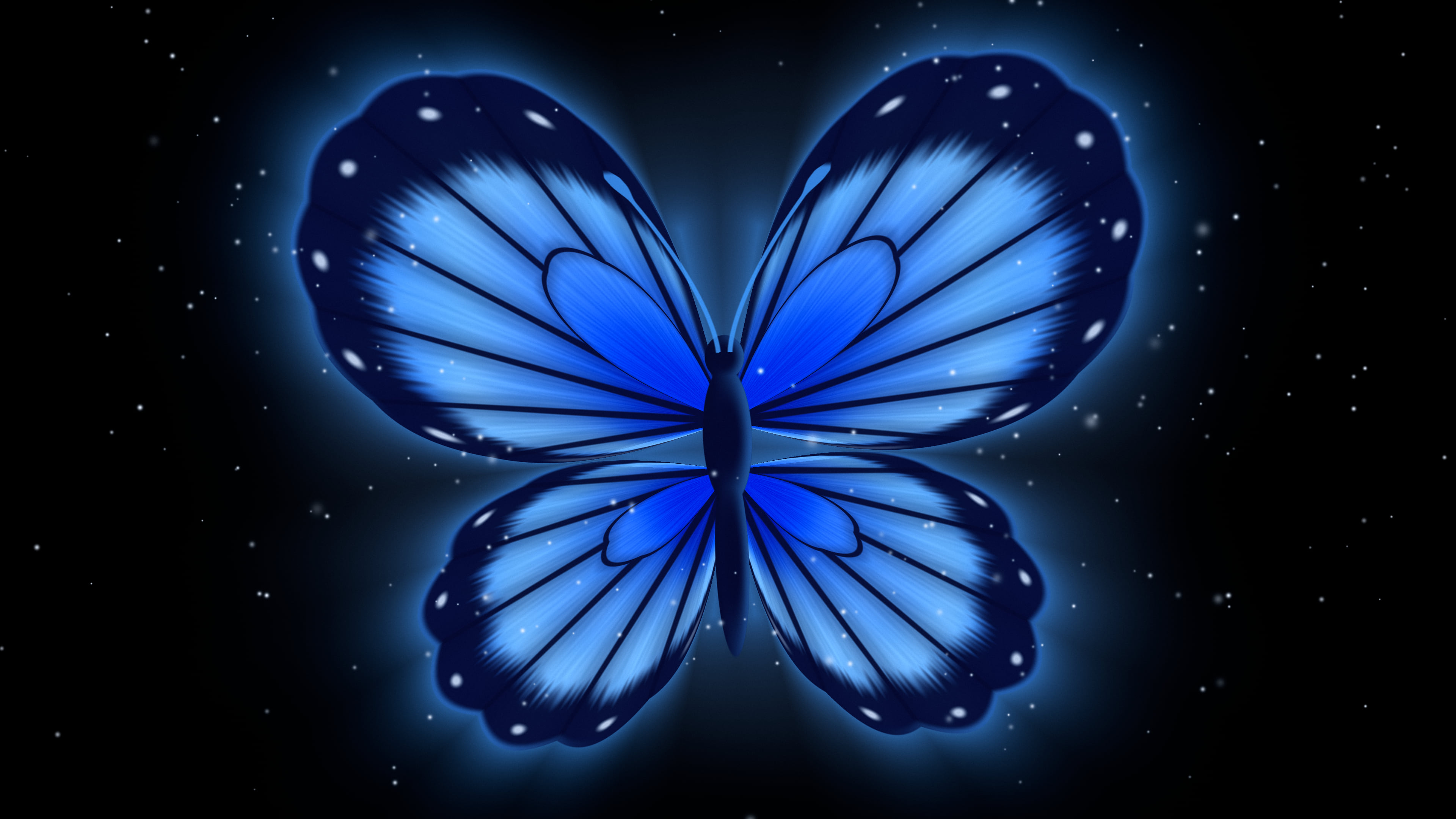 Black Glowing Butterfly desktop wallpaper in 4K