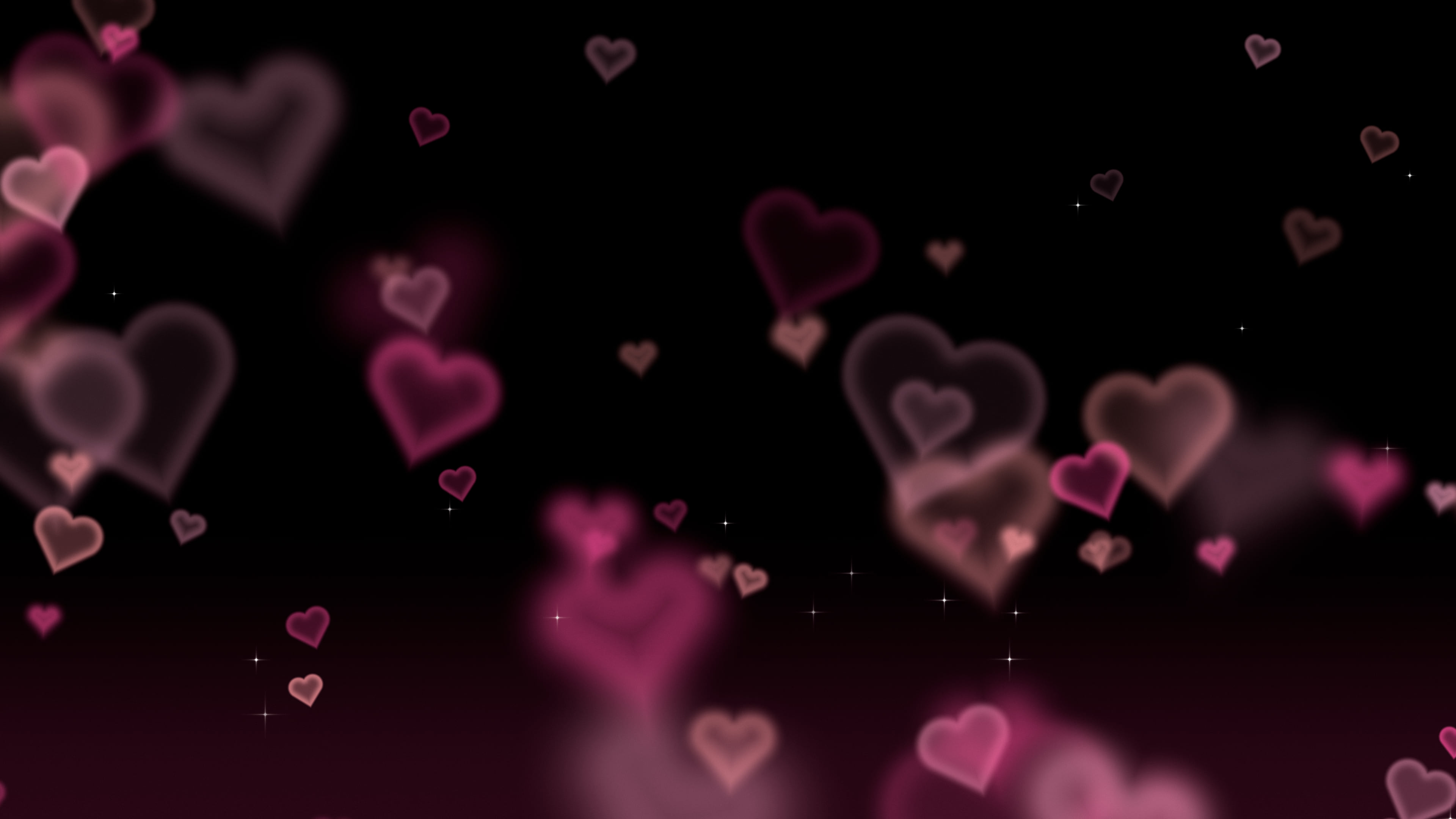 Black Heart Bokeh Lights desktop wallpaper in 4K