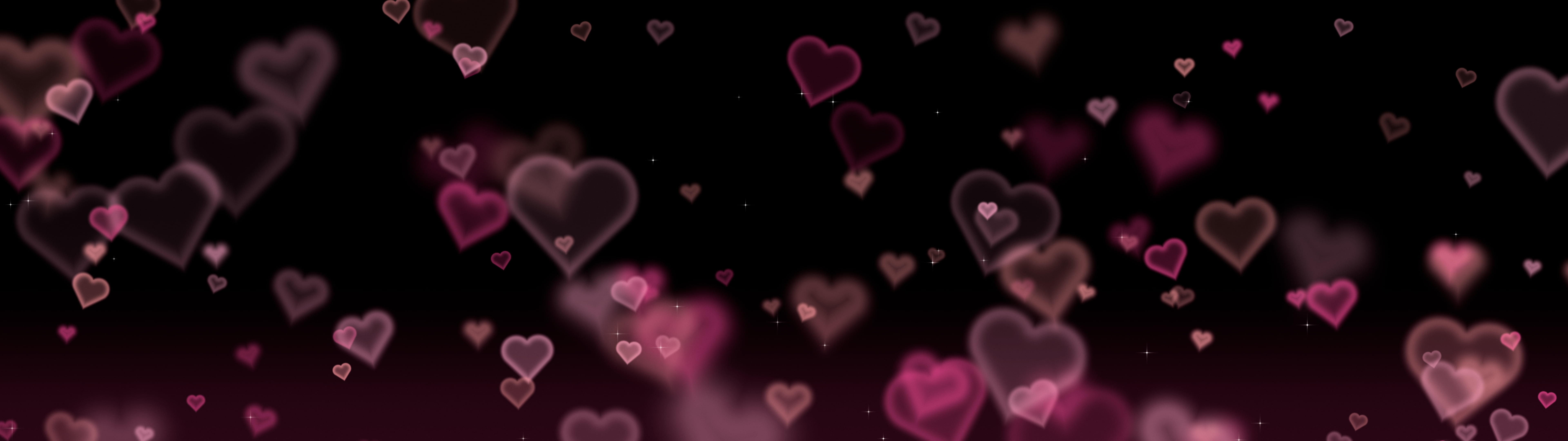 Black Heart Bokeh Lights dual monitor wallpaper, 7680 × 2160