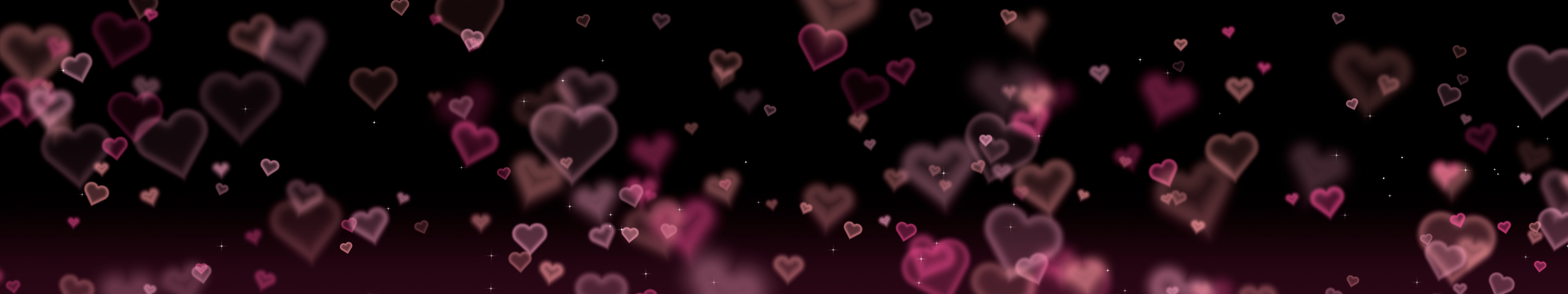 Black Heart Bokeh Lights triple monitor wallpaper, 7680 × 1440