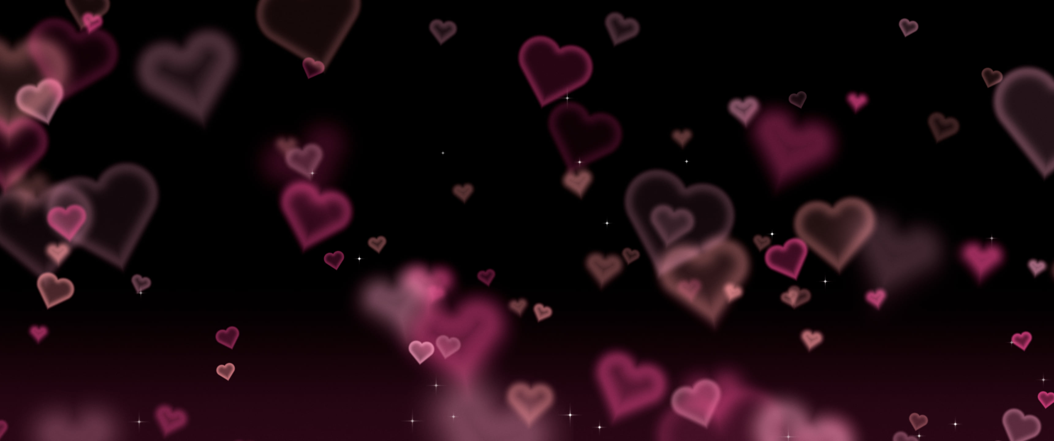 Black Heart Bokeh Lights ultrawide wallpaper, 3440 × 1440
