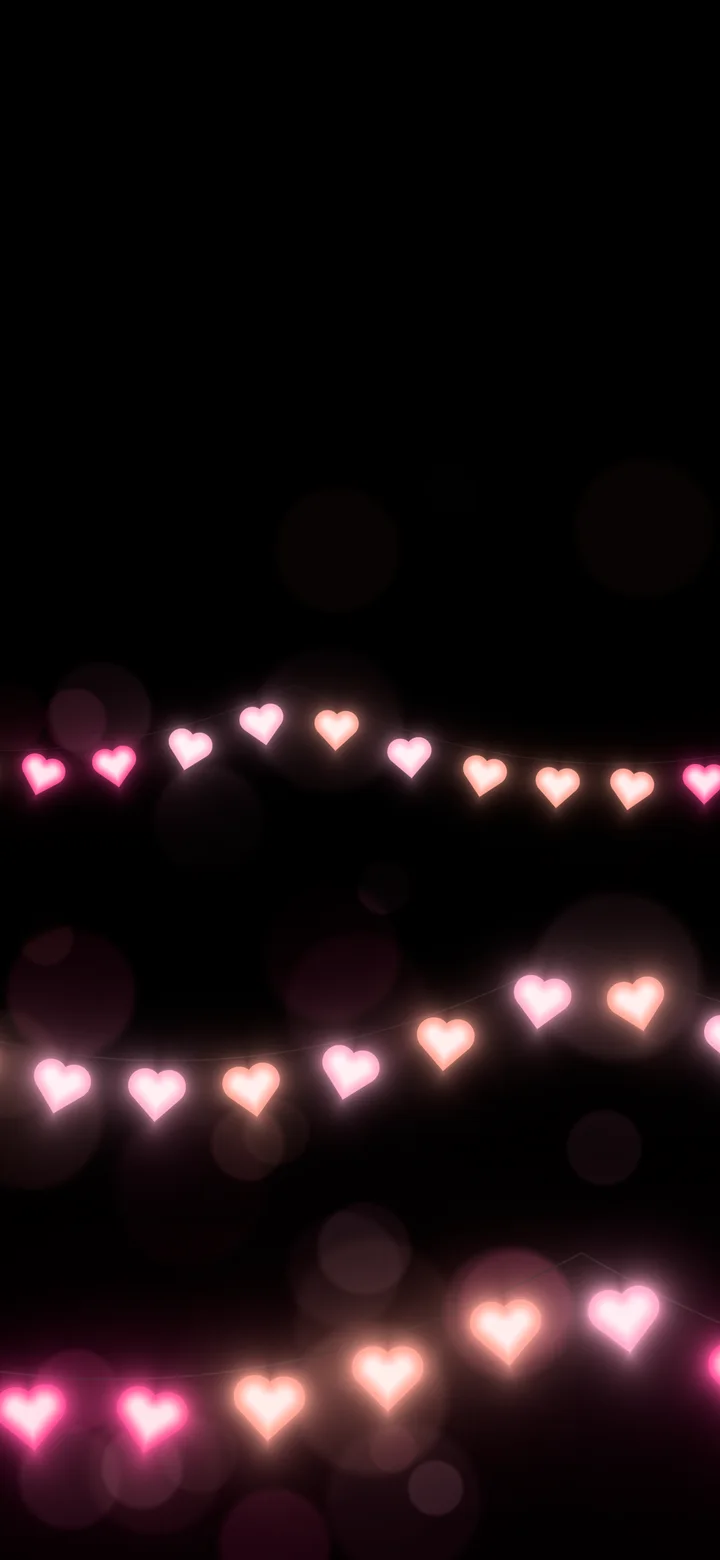 Black Heart String Lights wallpaper for iPhone and Android