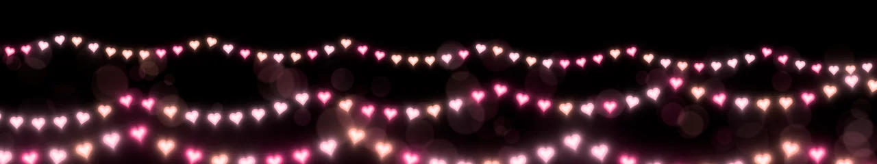 Black Heart String Lights triple monitor wallpaper, 7680 × 1440