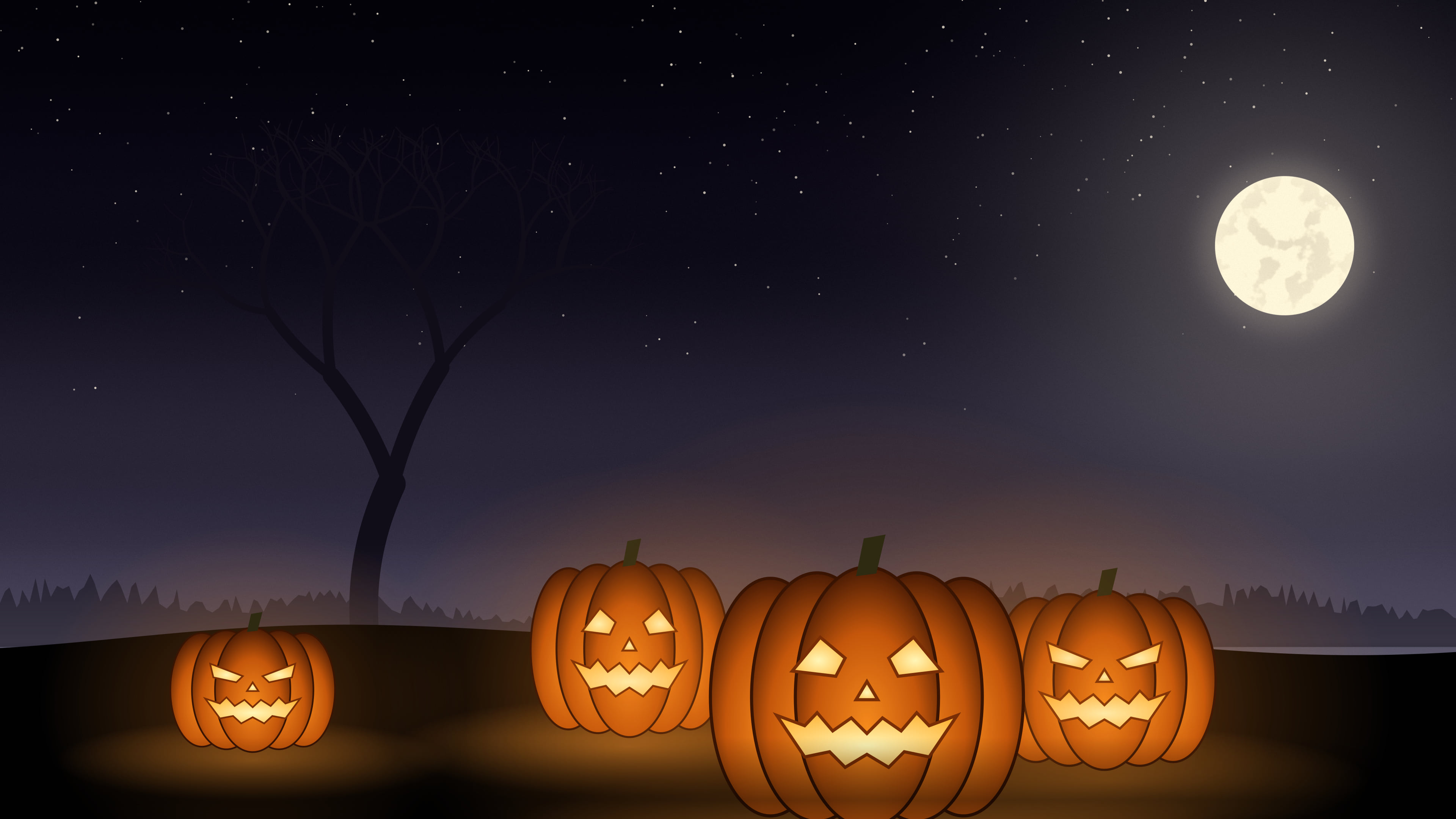 Black Jack O Lantern Pumpkins desktop wallpaper in 4K