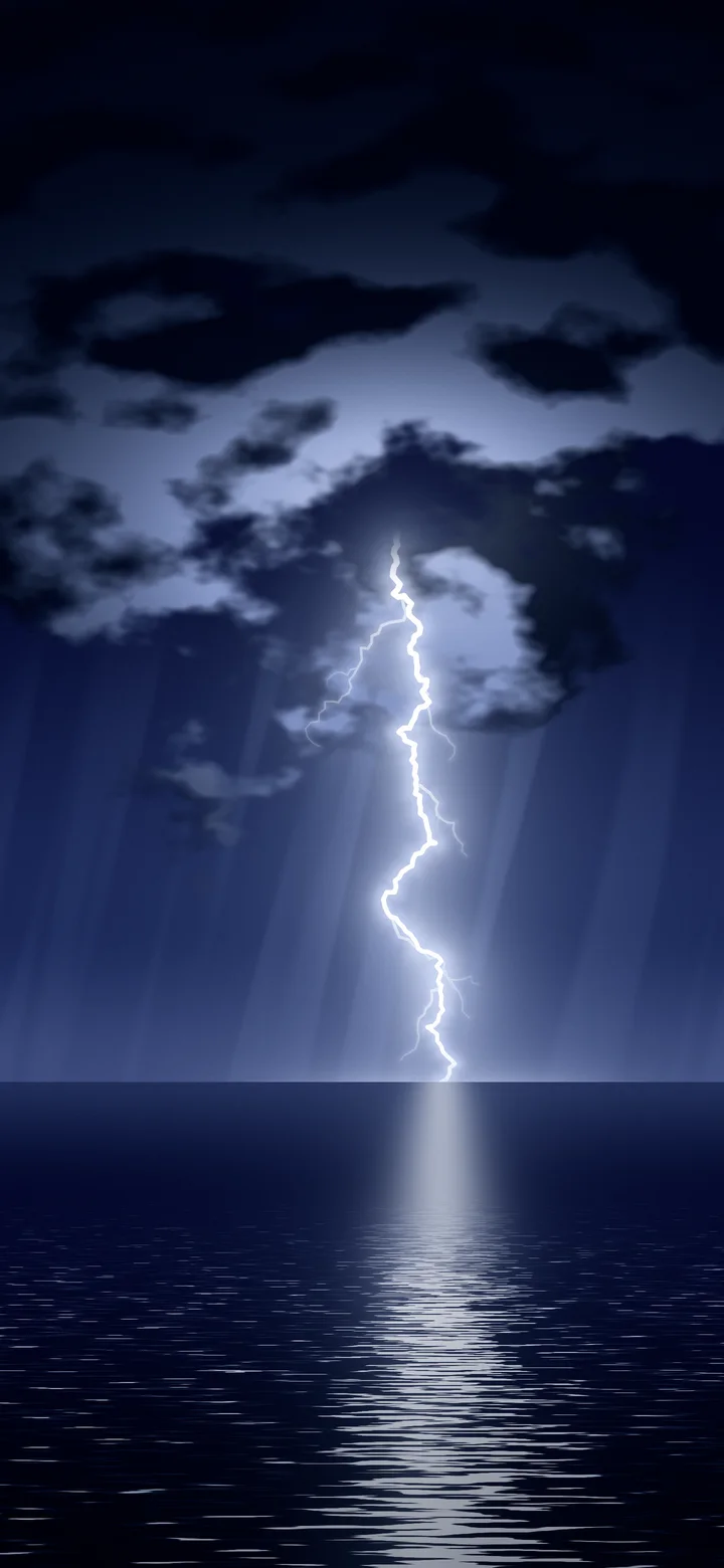 Black Lightning Over the Ocean wallpaper for iPhone and Android