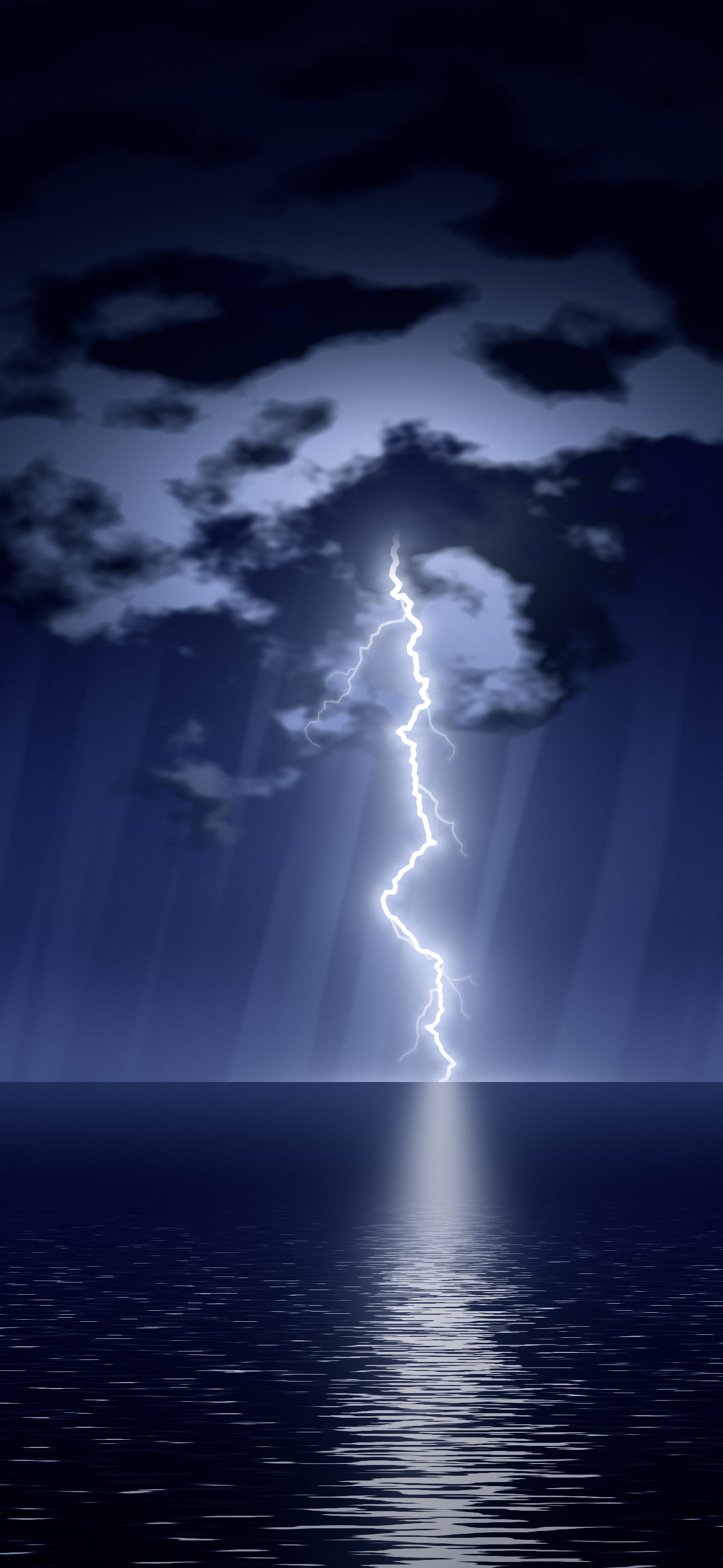 Black Lightning Over the Ocean wallpaper for iPhone and Android