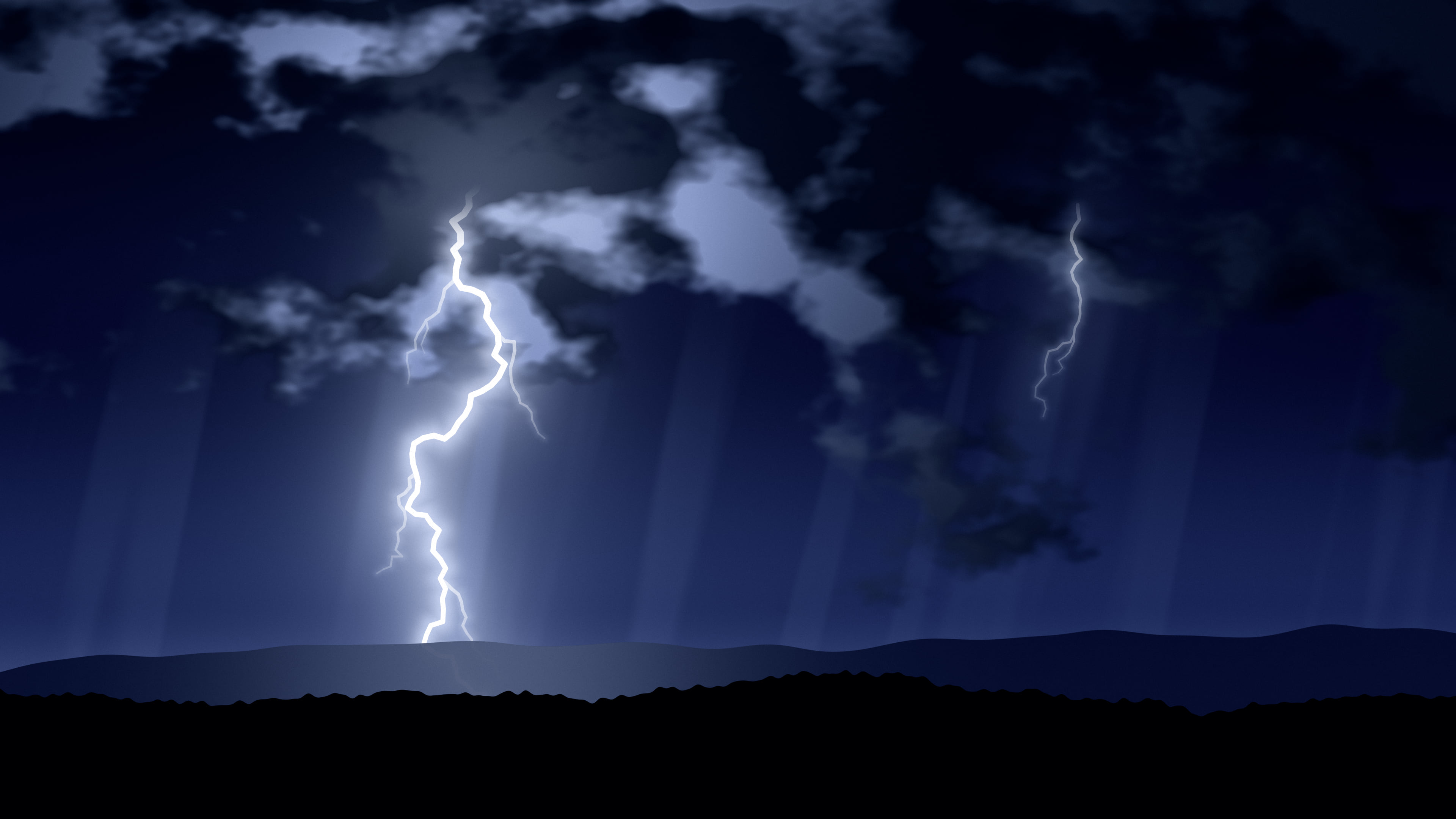 Black Lightning Storm desktop wallpaper in 4K