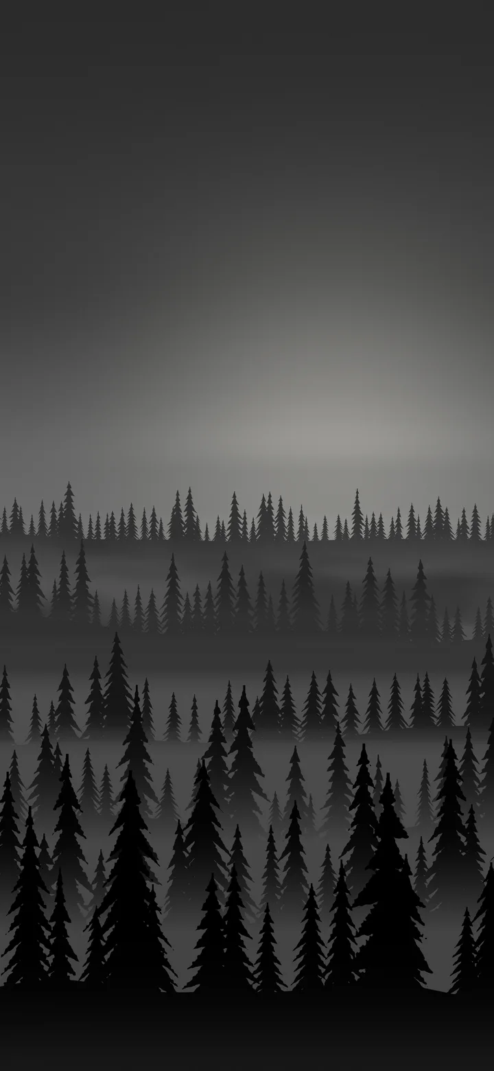 Black Misty Pine Forest wallpaper for iPhone and Android