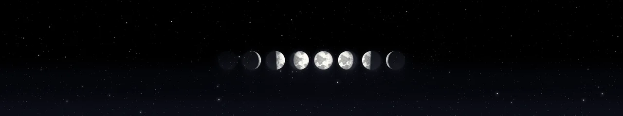 Black Moon Phases triple monitor wallpaper, 7680 × 1440