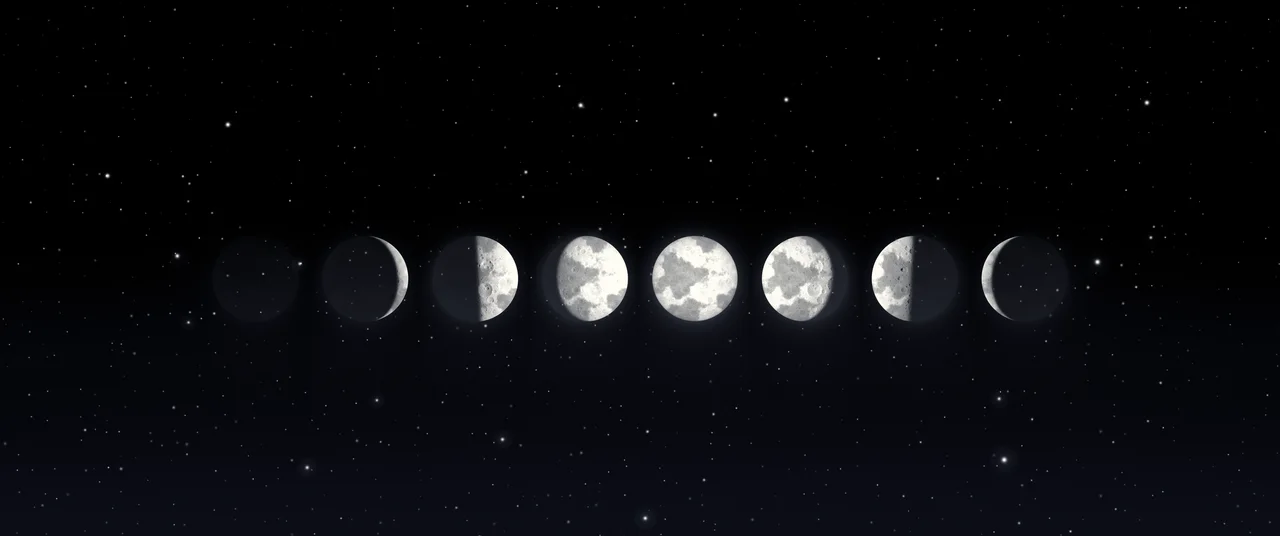 Black Moon Phases ultrawide wallpaper, 3440 × 1440