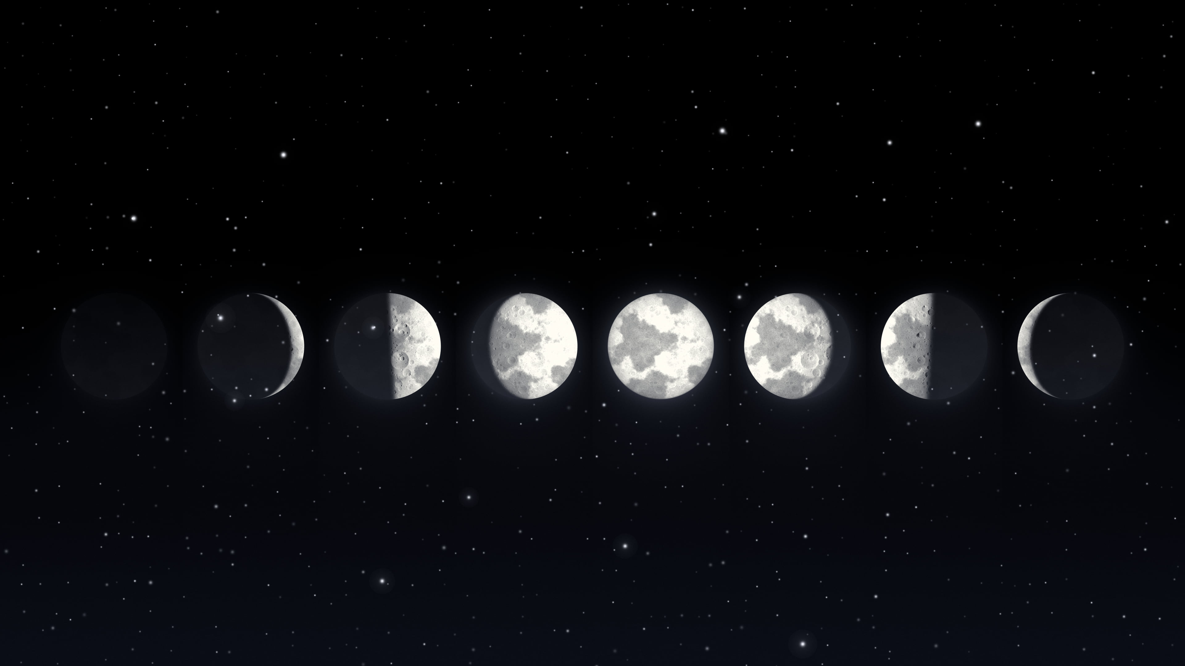Black Moon Phases desktop wallpaper in 4K