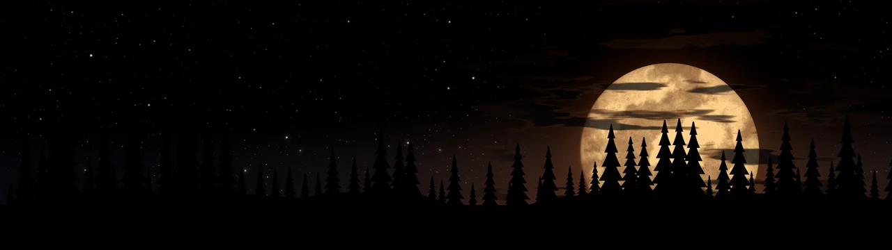 Black Moonrise dual monitor wallpaper, 7680 × 2160